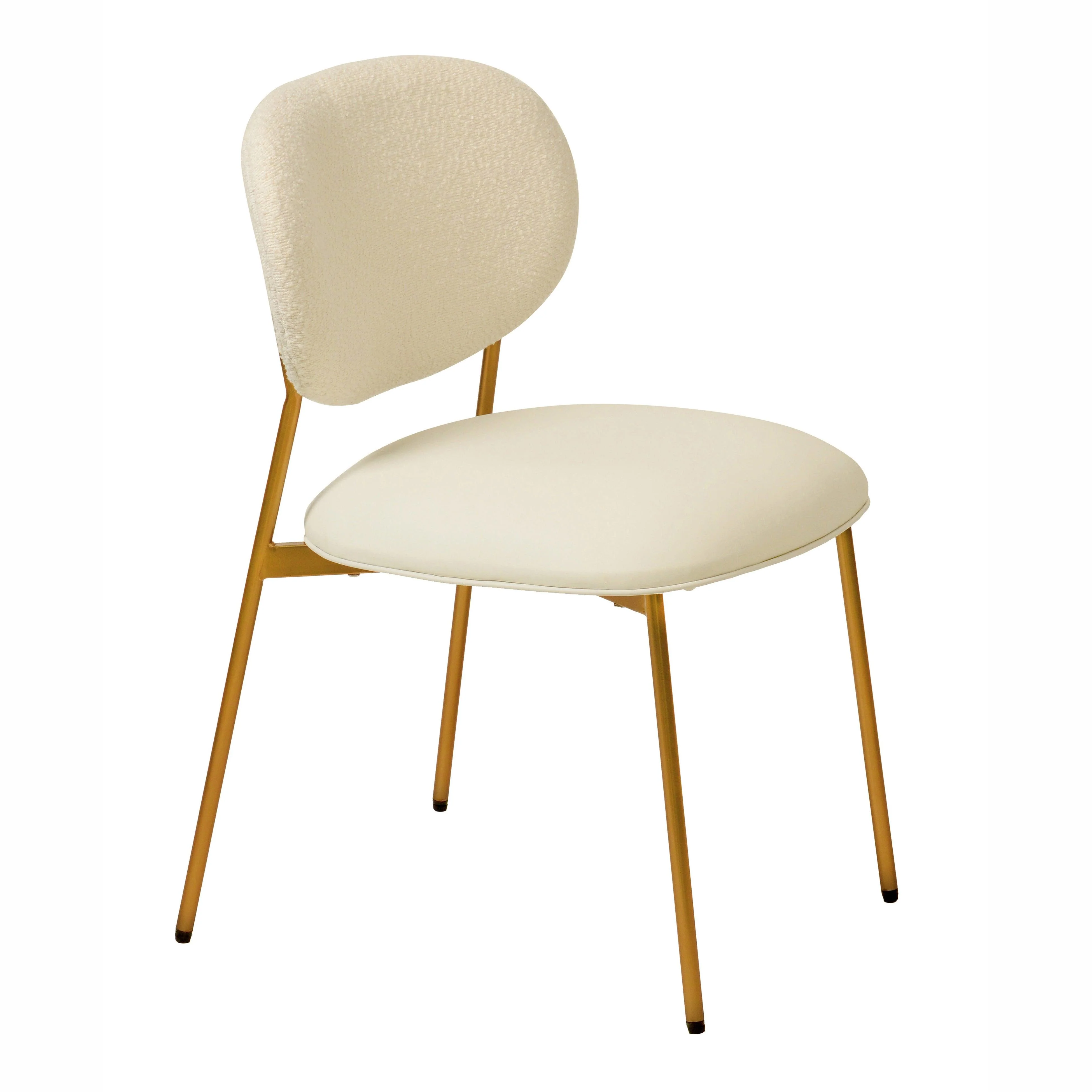 McKenzie Cream Boucle & Vegan Leather Stackable Dining Chair - Set of 2 - Remutear