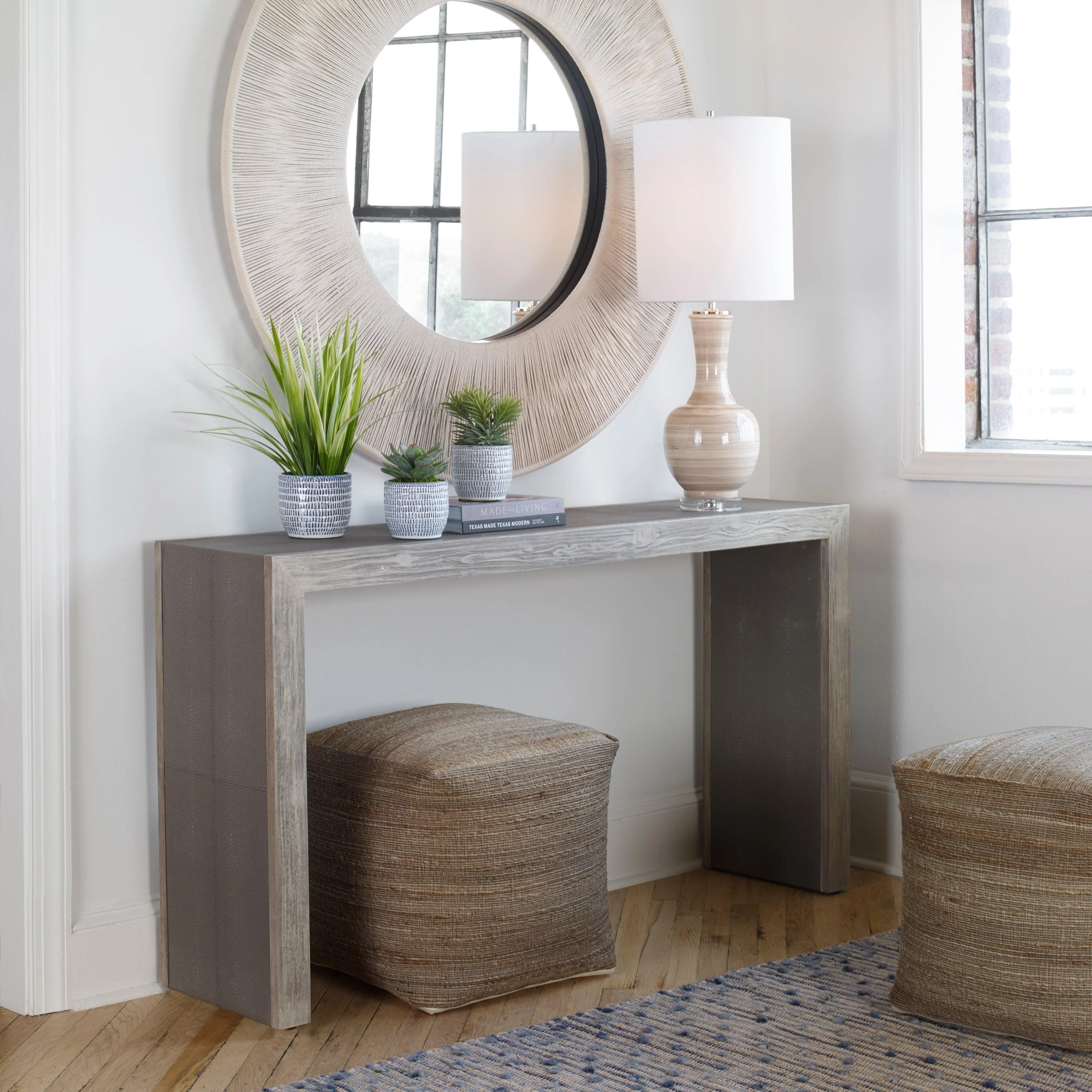 AERINA AGED GRAY CONSOLE TABLE - Remutear