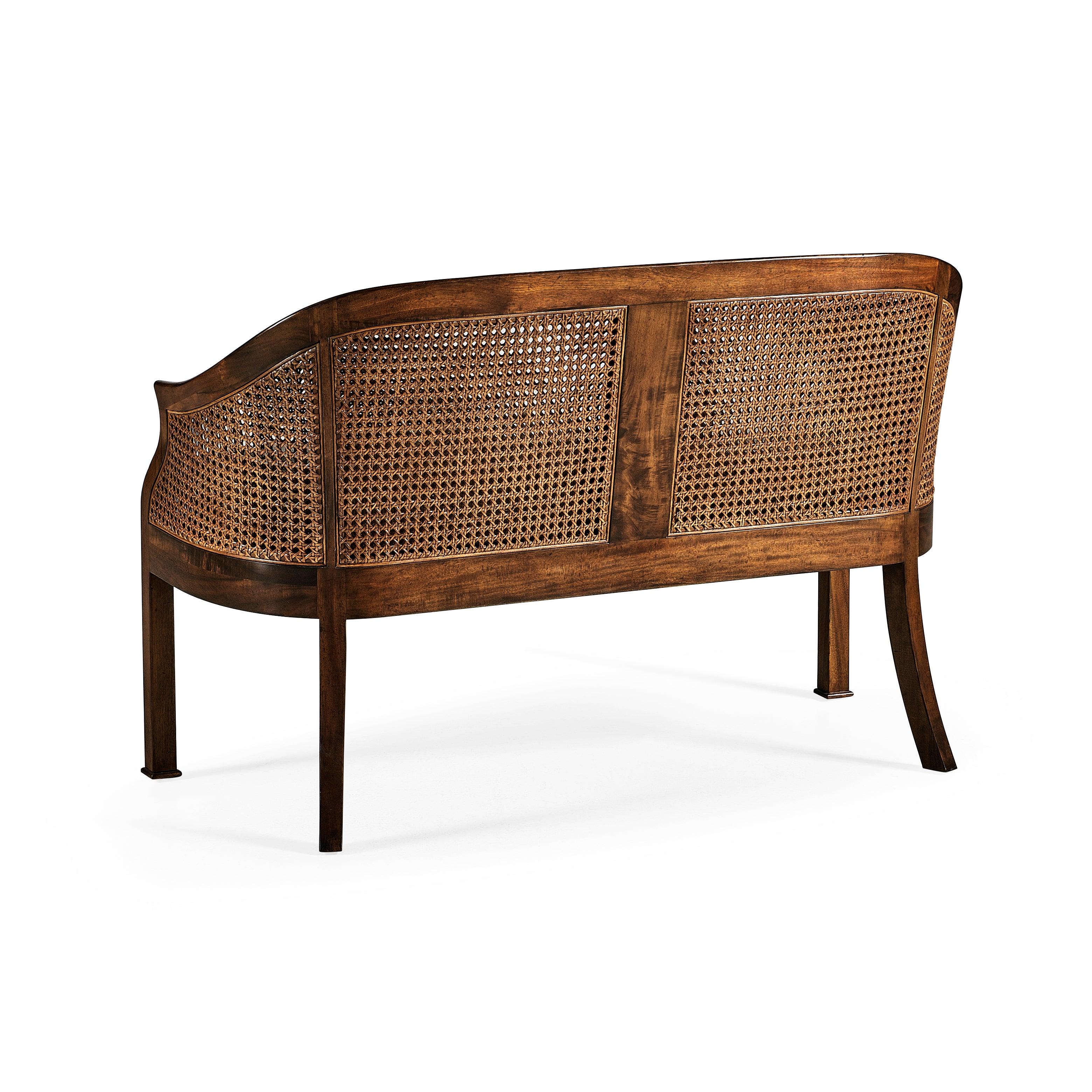 Casual Accents Walnut Salon Settee Cane Back Seat - Remutear