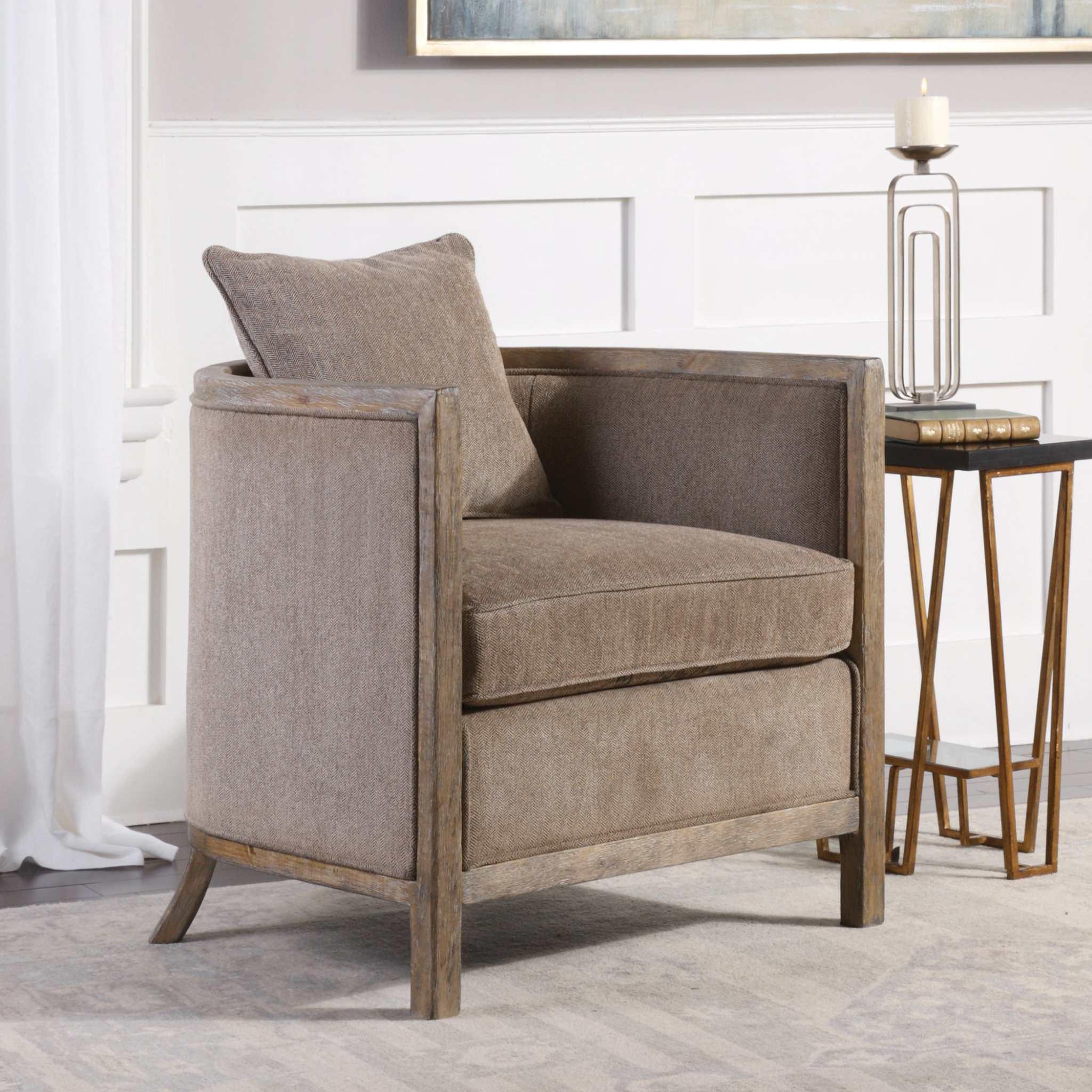 Viaggio Gray Chenille Accent Chair - Remutear