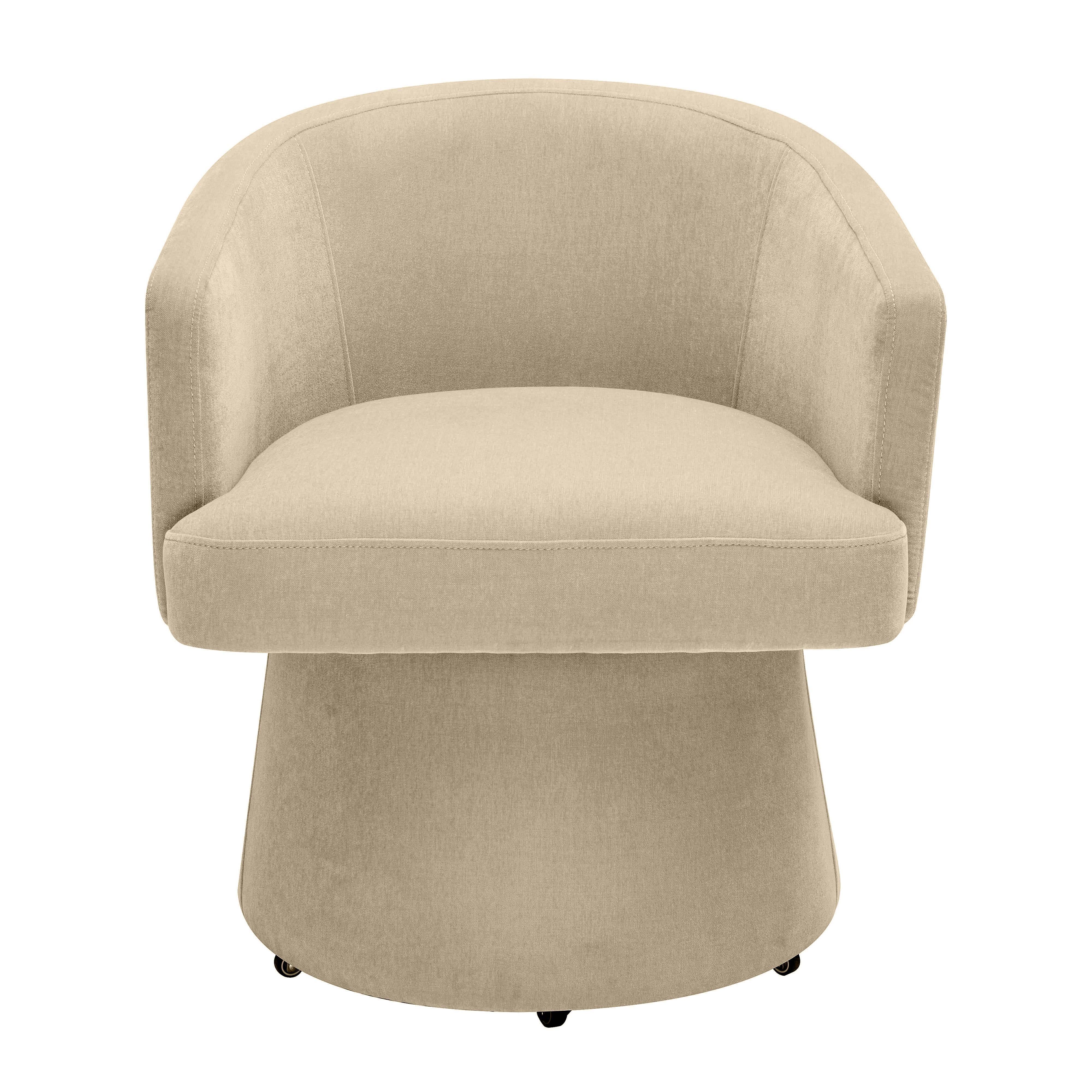 Kristen Taupe Upcycled Chenille Rolling Desk Chair - Remutear