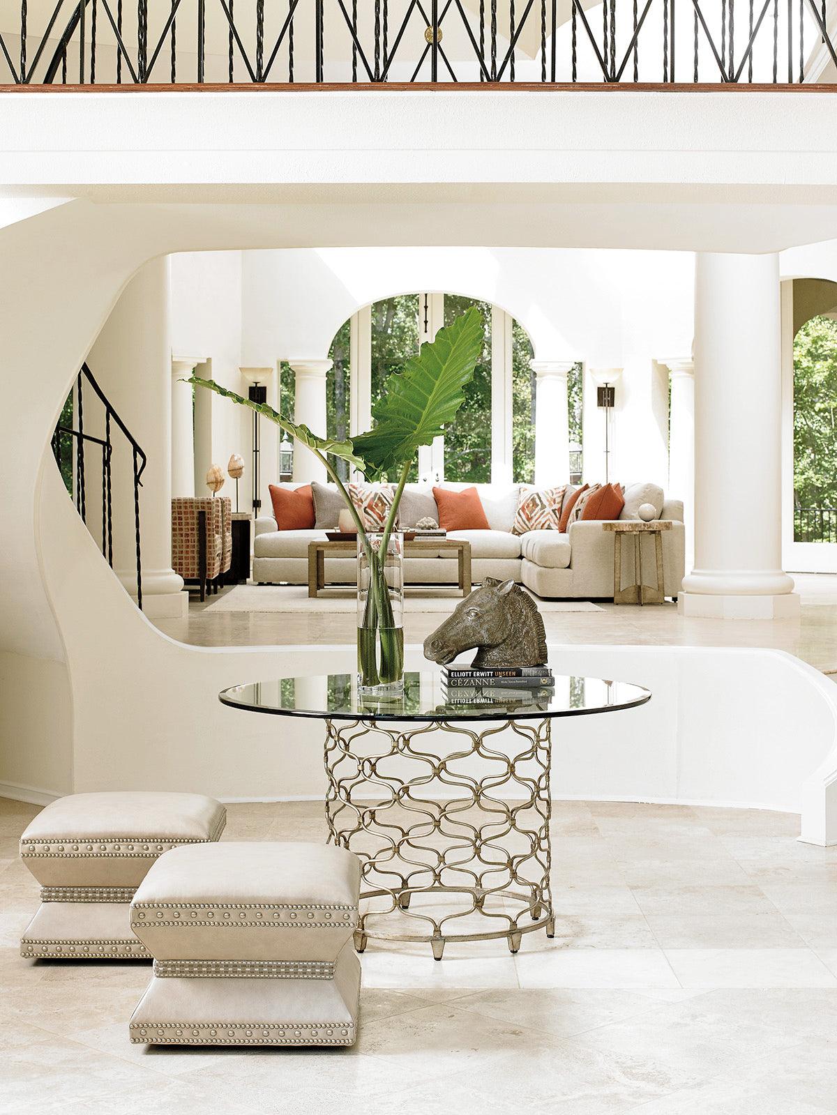 Laurel Canyon Bollinger Round Dining Table With 54 Inch Glass Top - Remutear