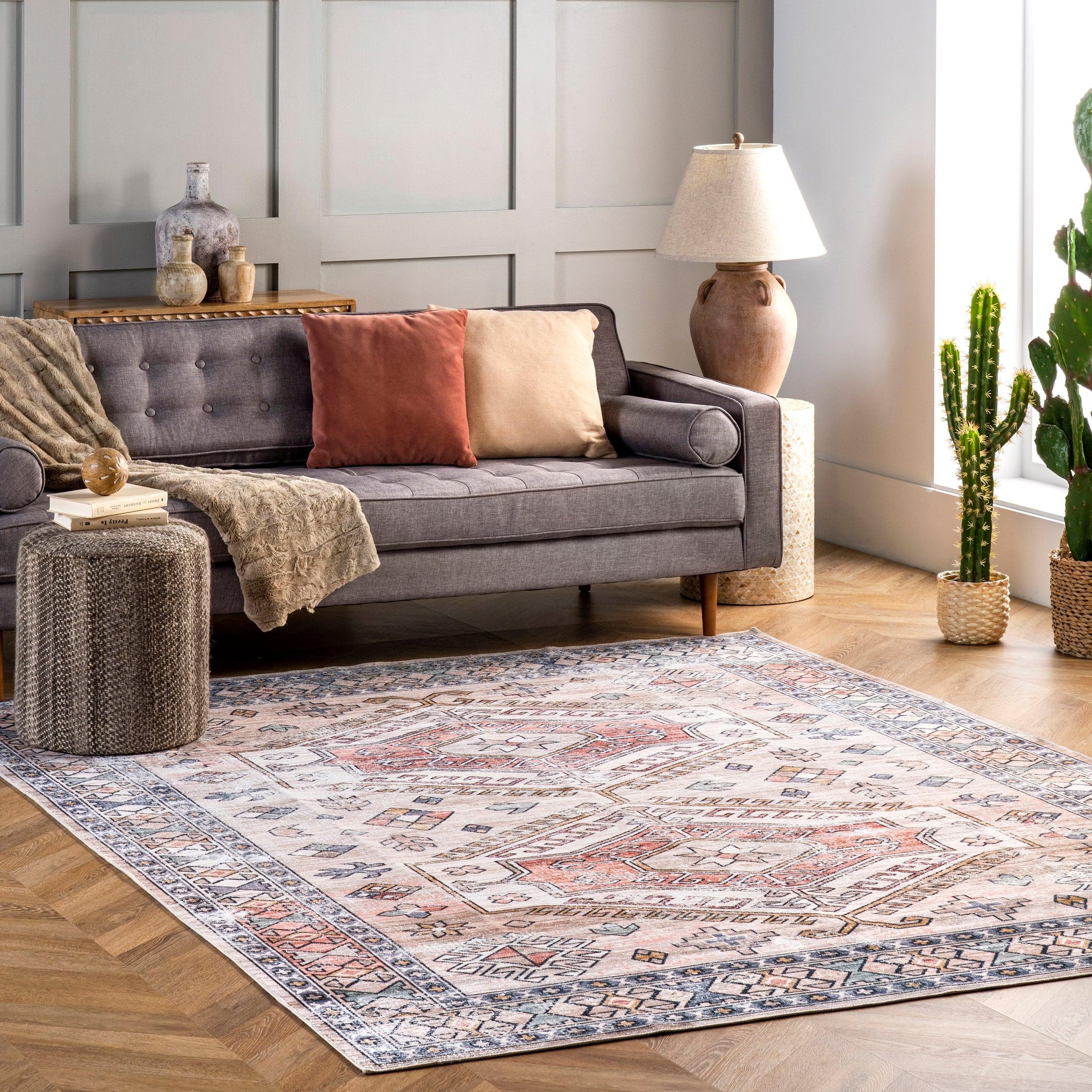 Mae Tribal Motif Machine Washable Area Rug - Remutear