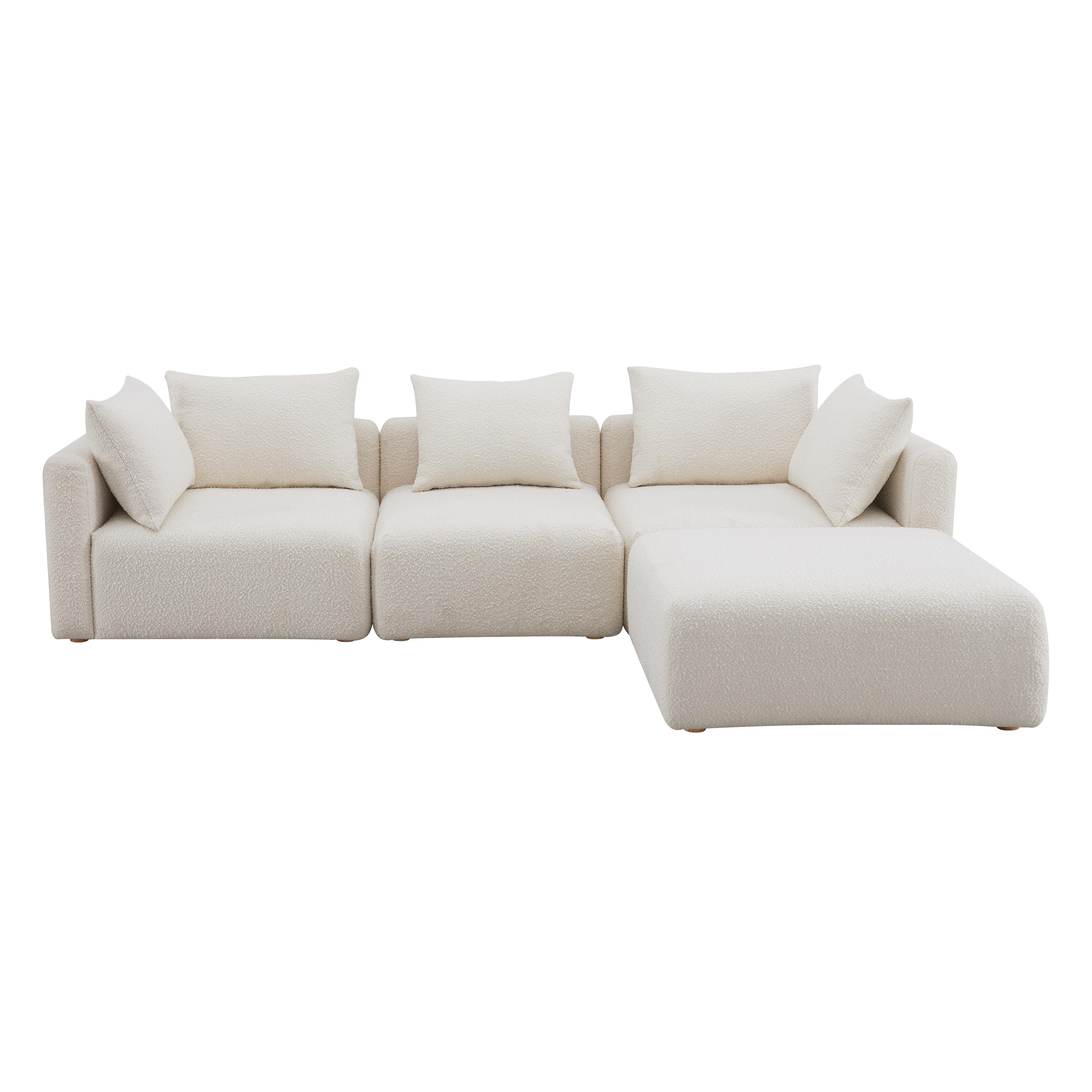 Hangover Cream Boucle 4-Piece Modular Sectional - Remutear