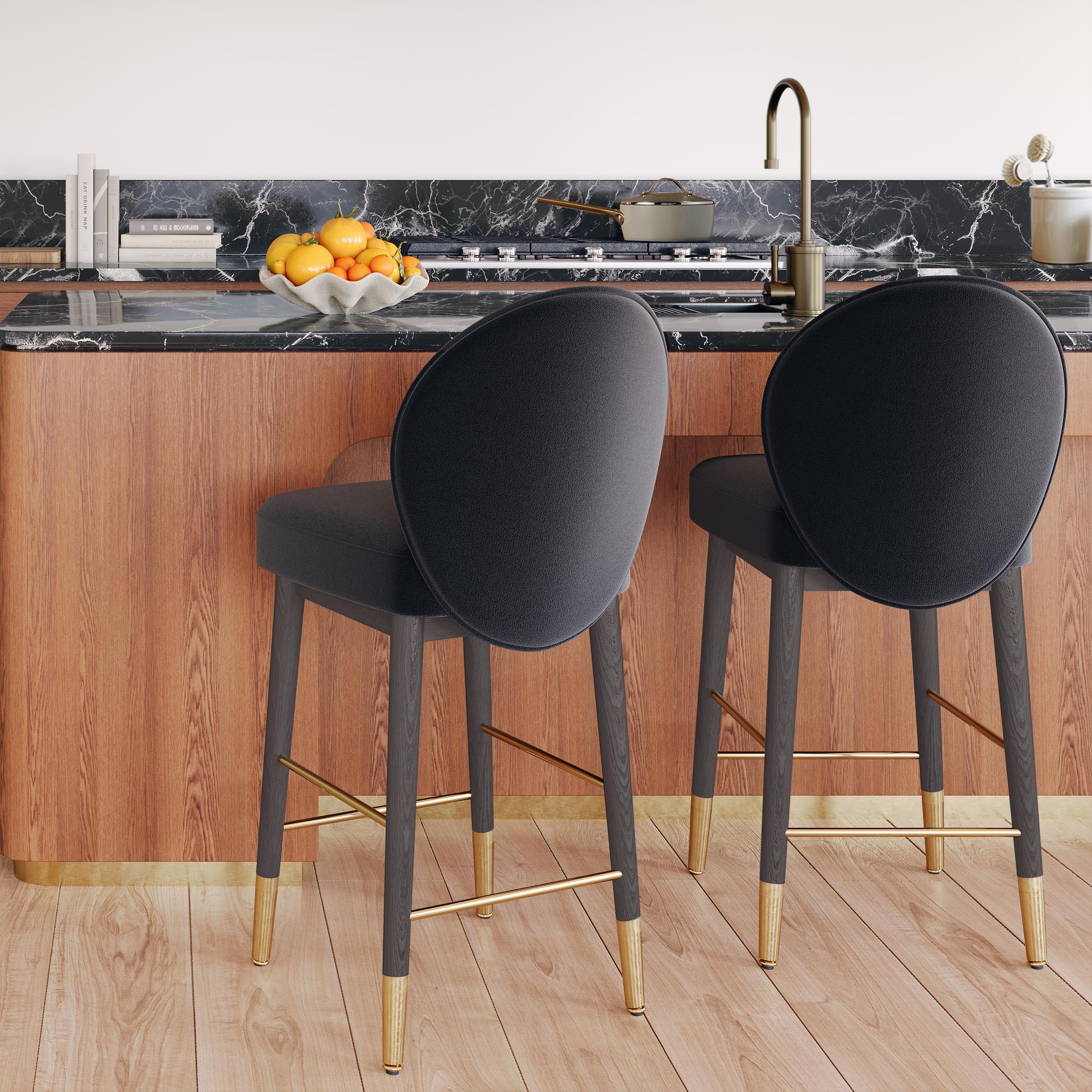 Hailey Charcoal Grey Velvet Counter Stool - Remutear
