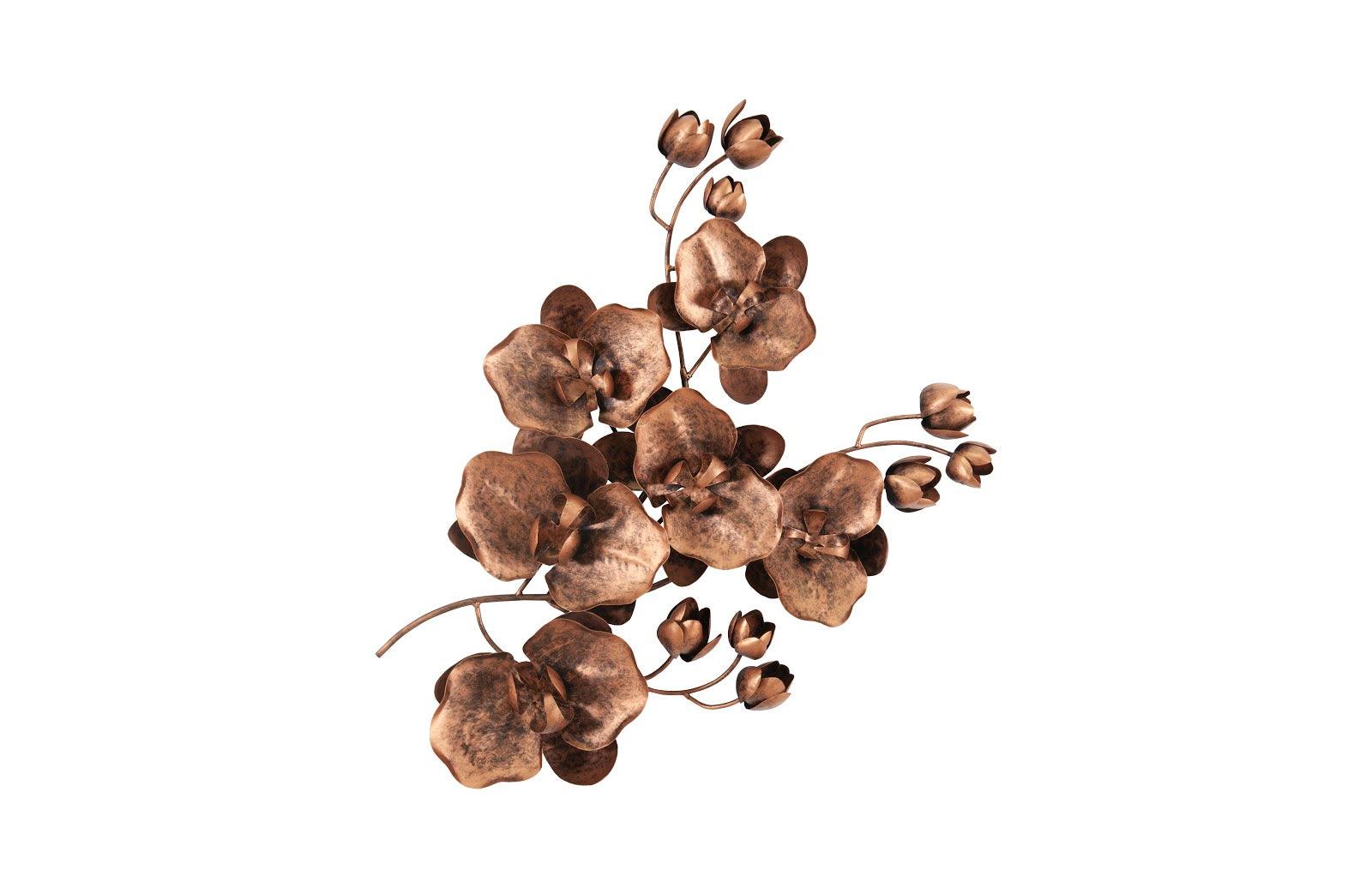 Orchid Sprig Wall Art, Medium, Metal, Copper/Black - Remutear