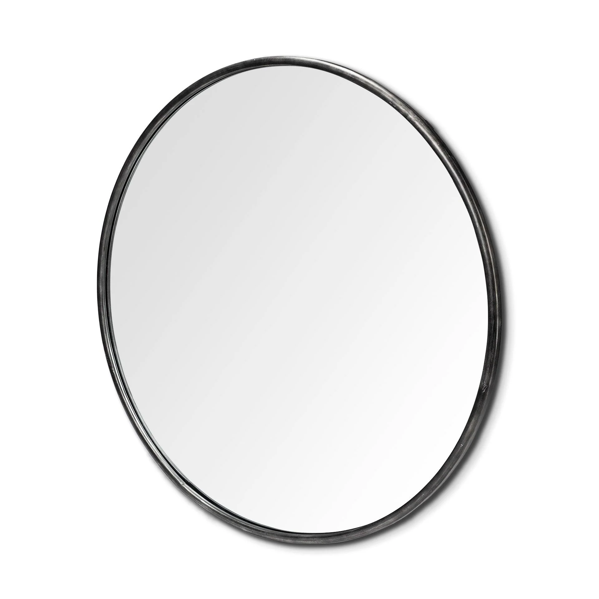 Piper 47.2L x 1.0W x 47.2H Large Black Metal Round Wall Mirror - Remutear