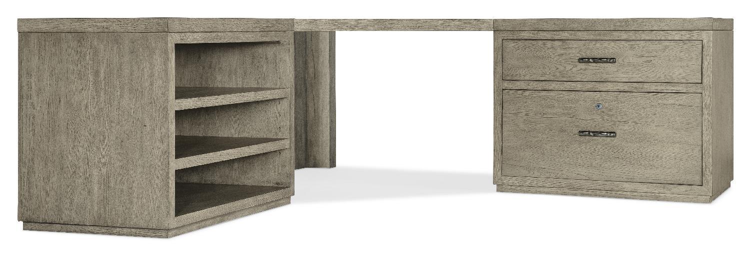 Linville Falls Corner Desk with Lateral File and Open Desk Cabinet - Remutear
