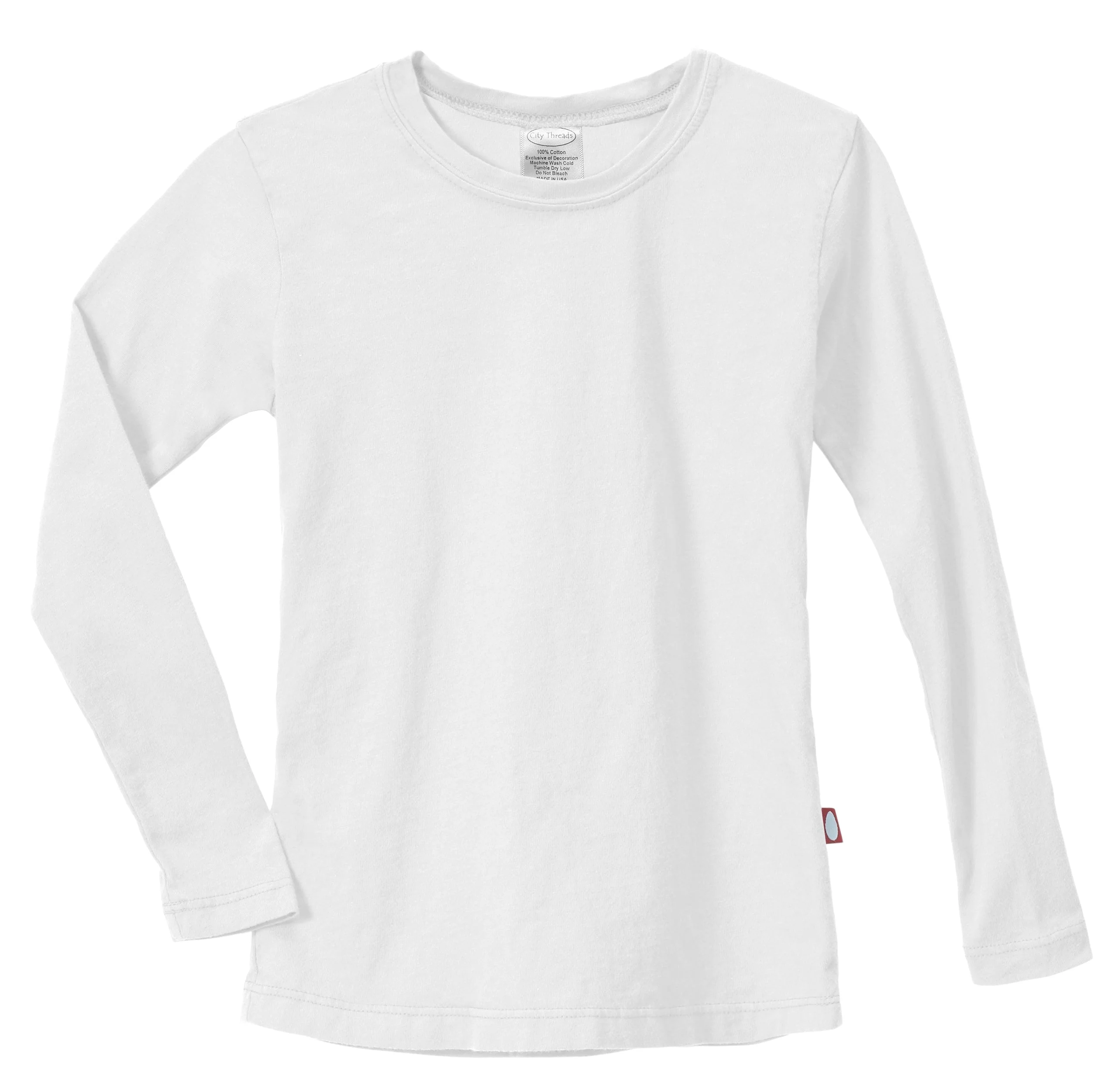 Girls Soft Cotton Jersey Long Sleeve Tee | White - Remutear