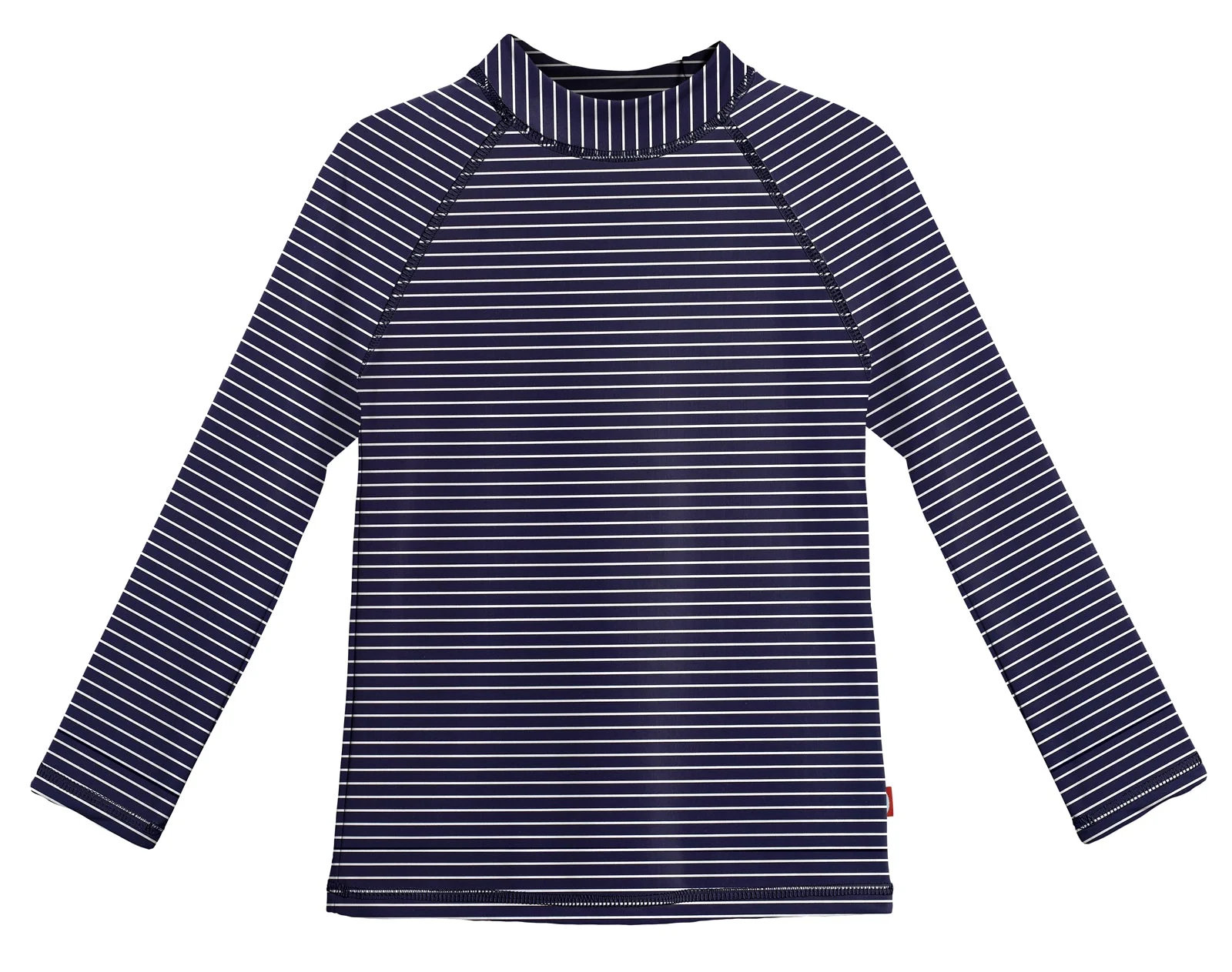 Girls UPF 50+ Printed Long Sleeve Rashguard | Marine Navy w- White Stripes - Remutear