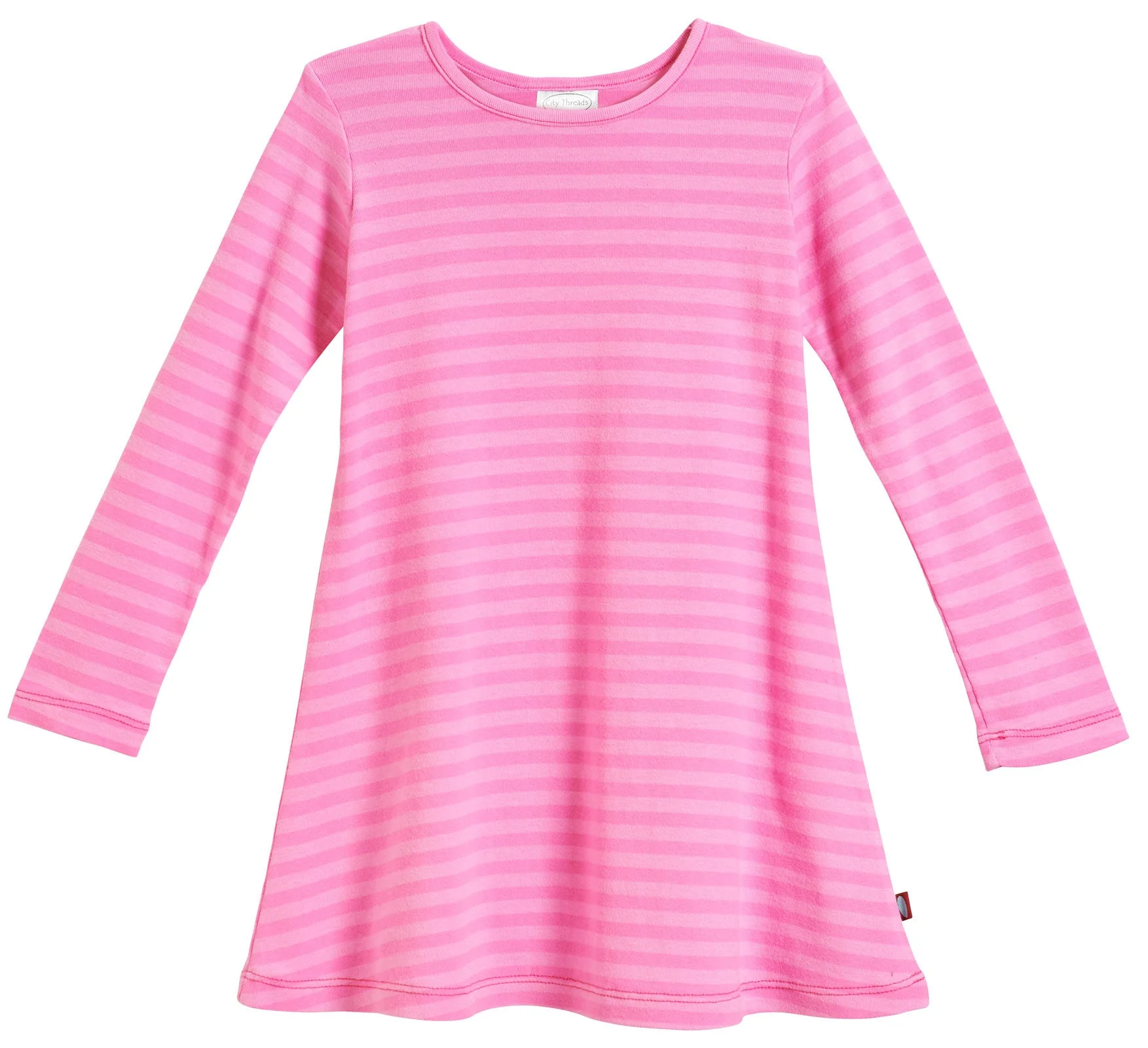 Girls Soft Stripe Long Sleeve Dress | Medium Pink - Remutear