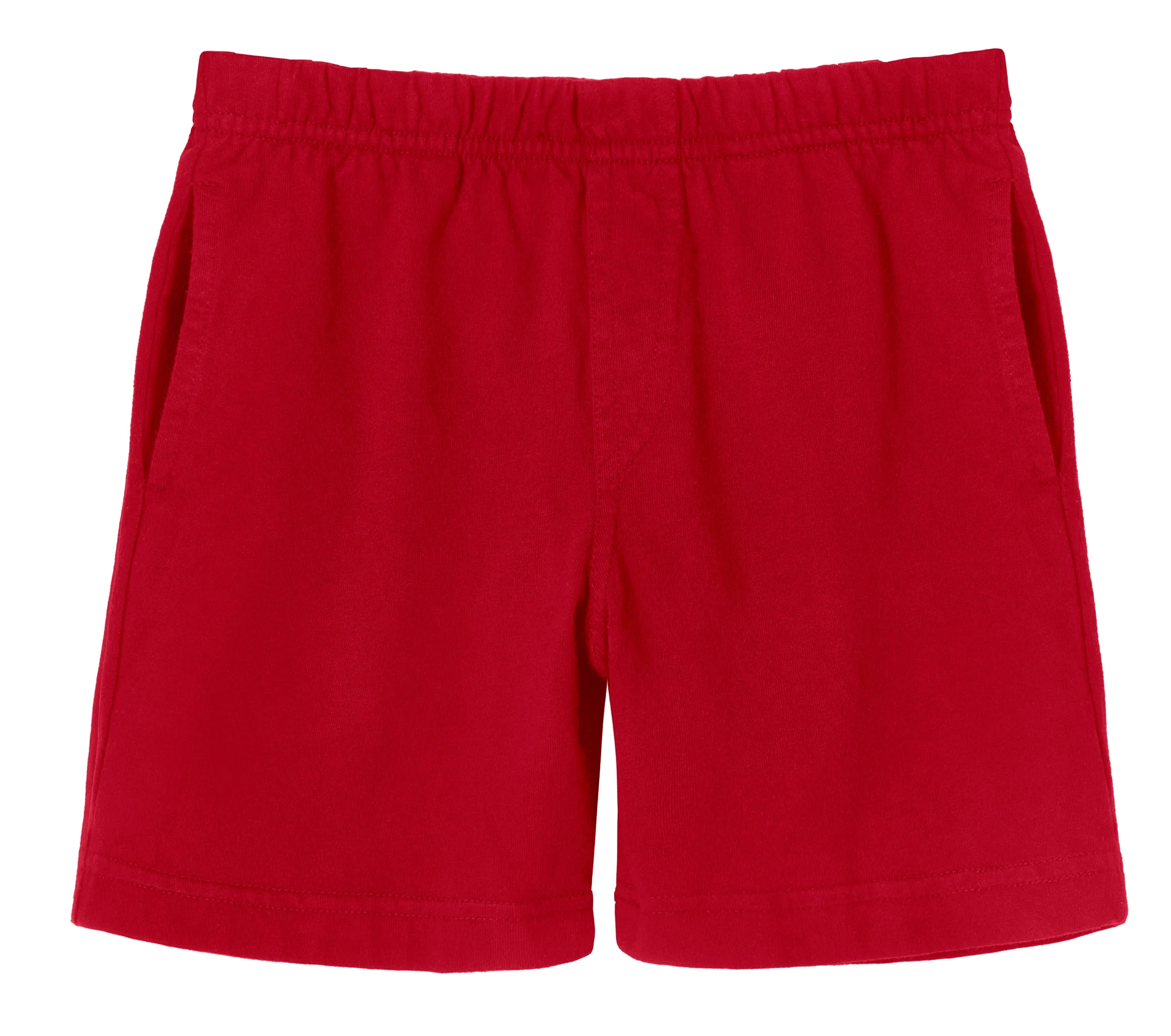 Boys Soft Cotton UPF 50+ Above-Knee Side Pocket Shorts | Red - Remutear
