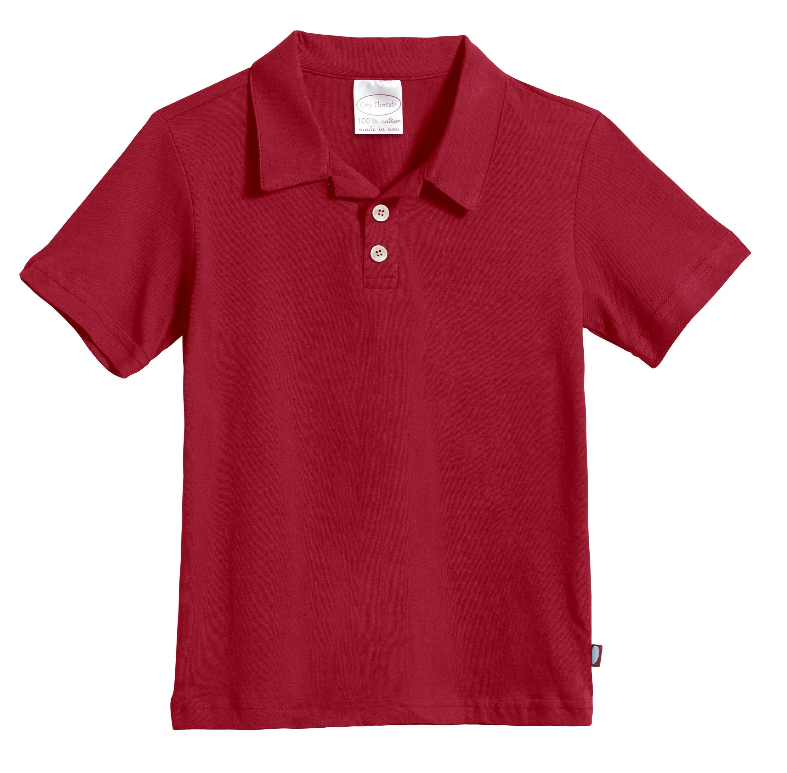 Boys Soft Cotton Jersey 2-Button Short Sleeve Polo Shirt | Red - Remutear