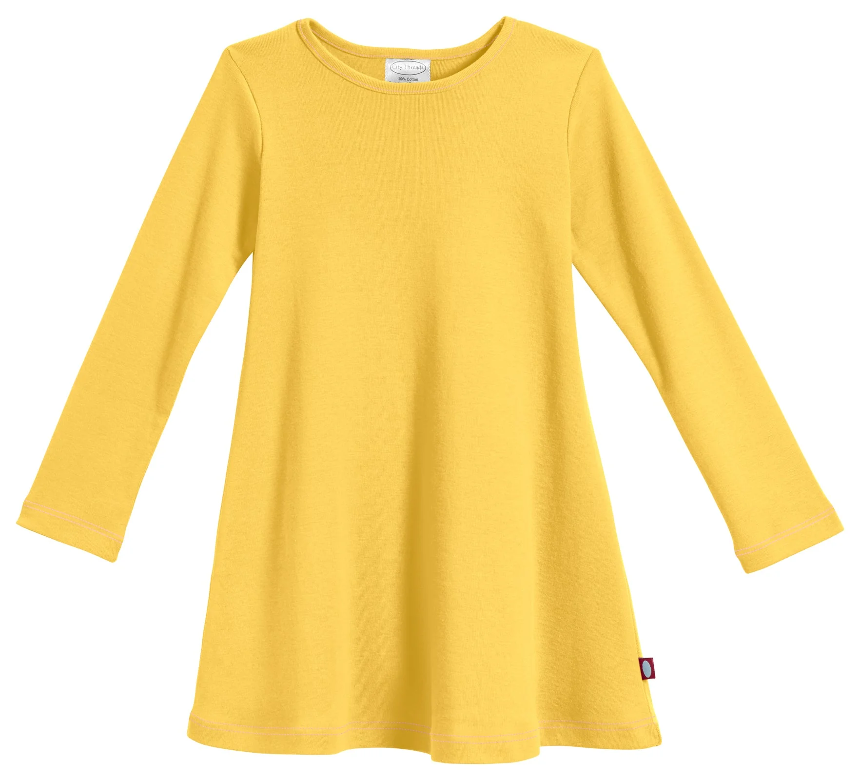 Girls Soft Cotton Long Sleeve Baby Rib Dress | Yellow - Remutear