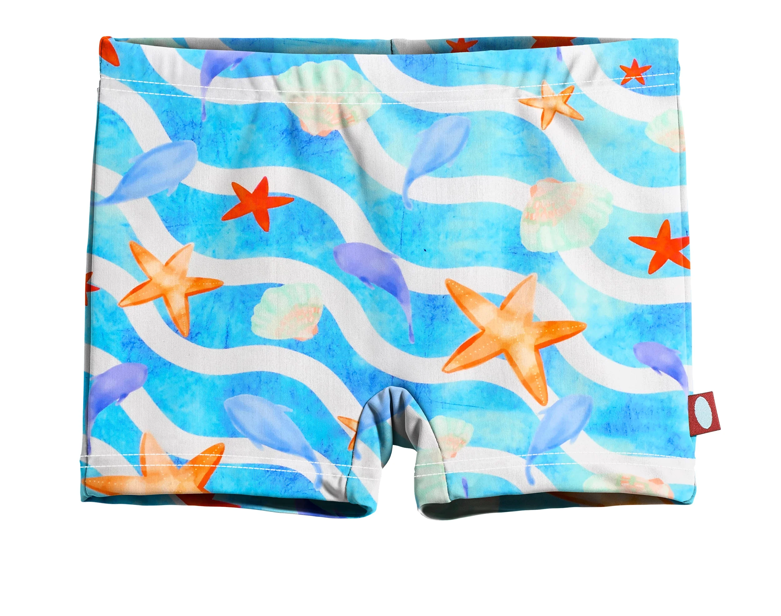 Girls UPF 50+ Printed Swim Boy Shorts  | Marine Life - Remutear