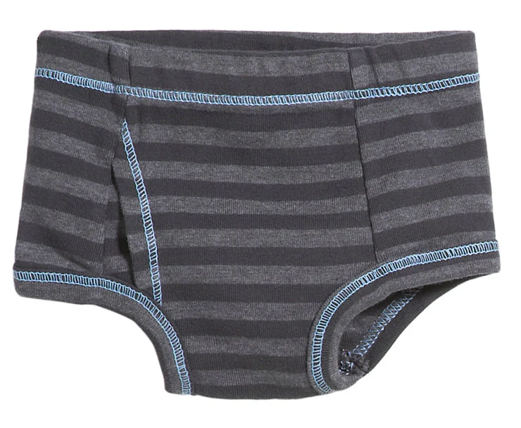 Boys Soft Stripe Brief | Charcoal - Remutear