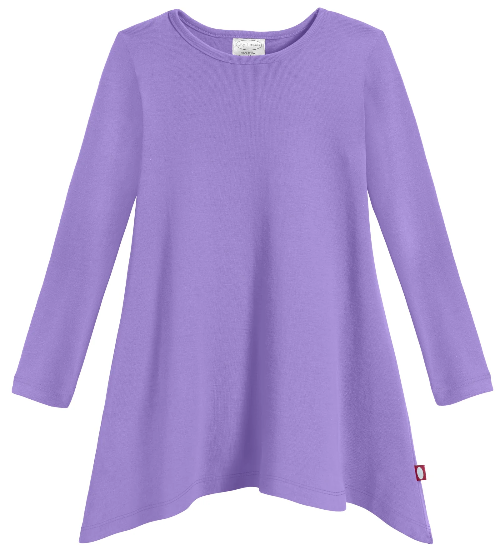 Girls Soft Cotton Jersey Long Sleeve Shark Bite Tunic | Deep Purple - Remutear