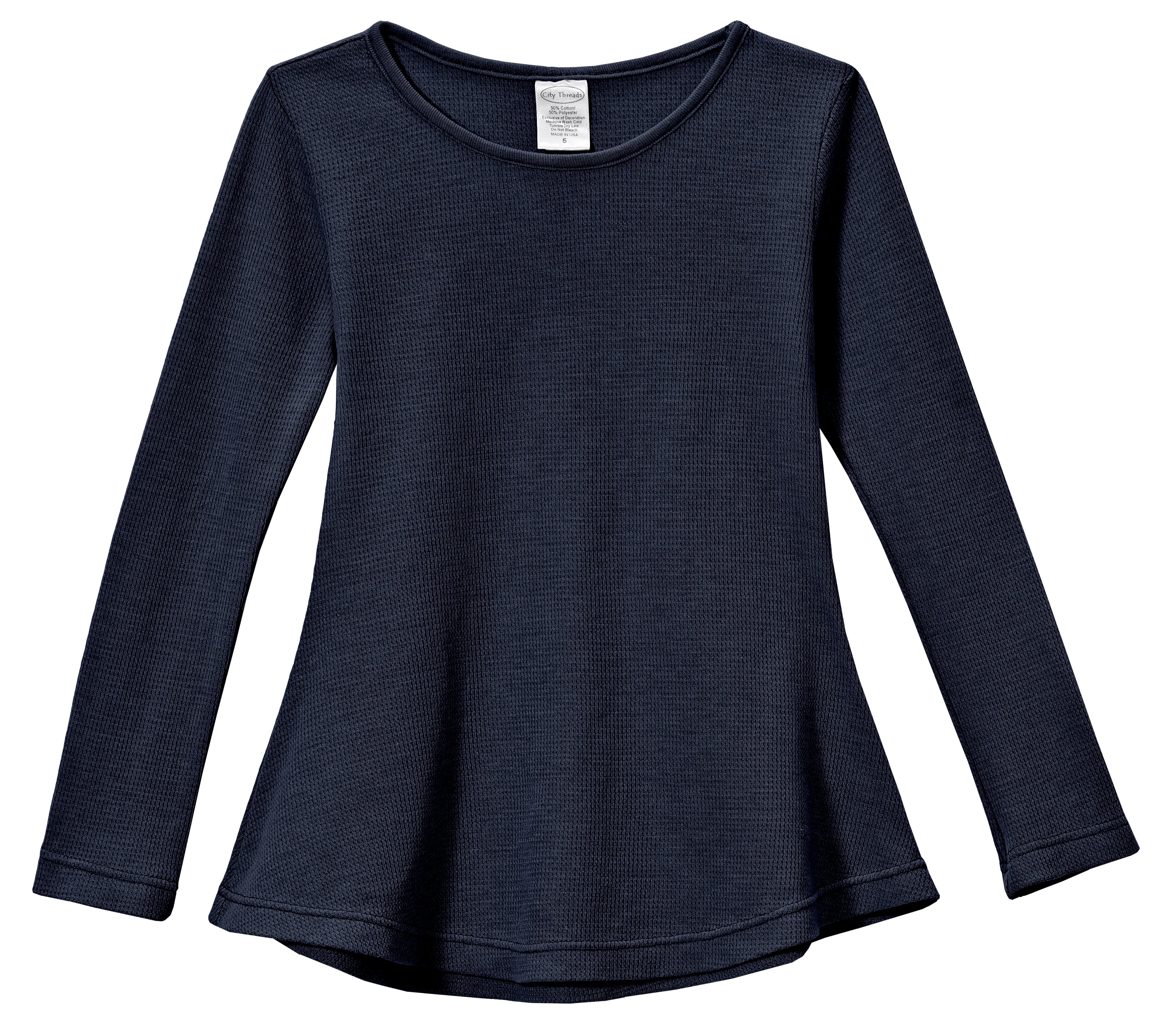 Girls Soft & Cozy Thermal Long Sleeve Tunic | Navy - Remutear
