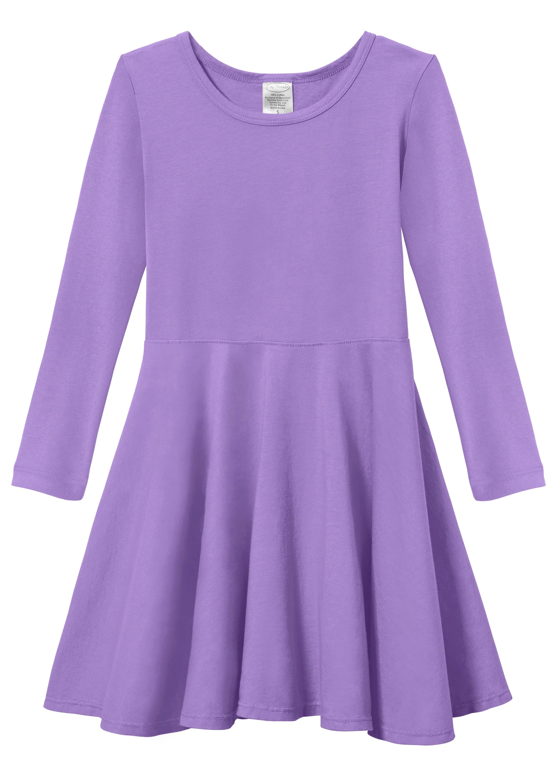Girls Soft Cotton Jersey Long Sleeve Twirly Dress | Deep Purple - Remutear