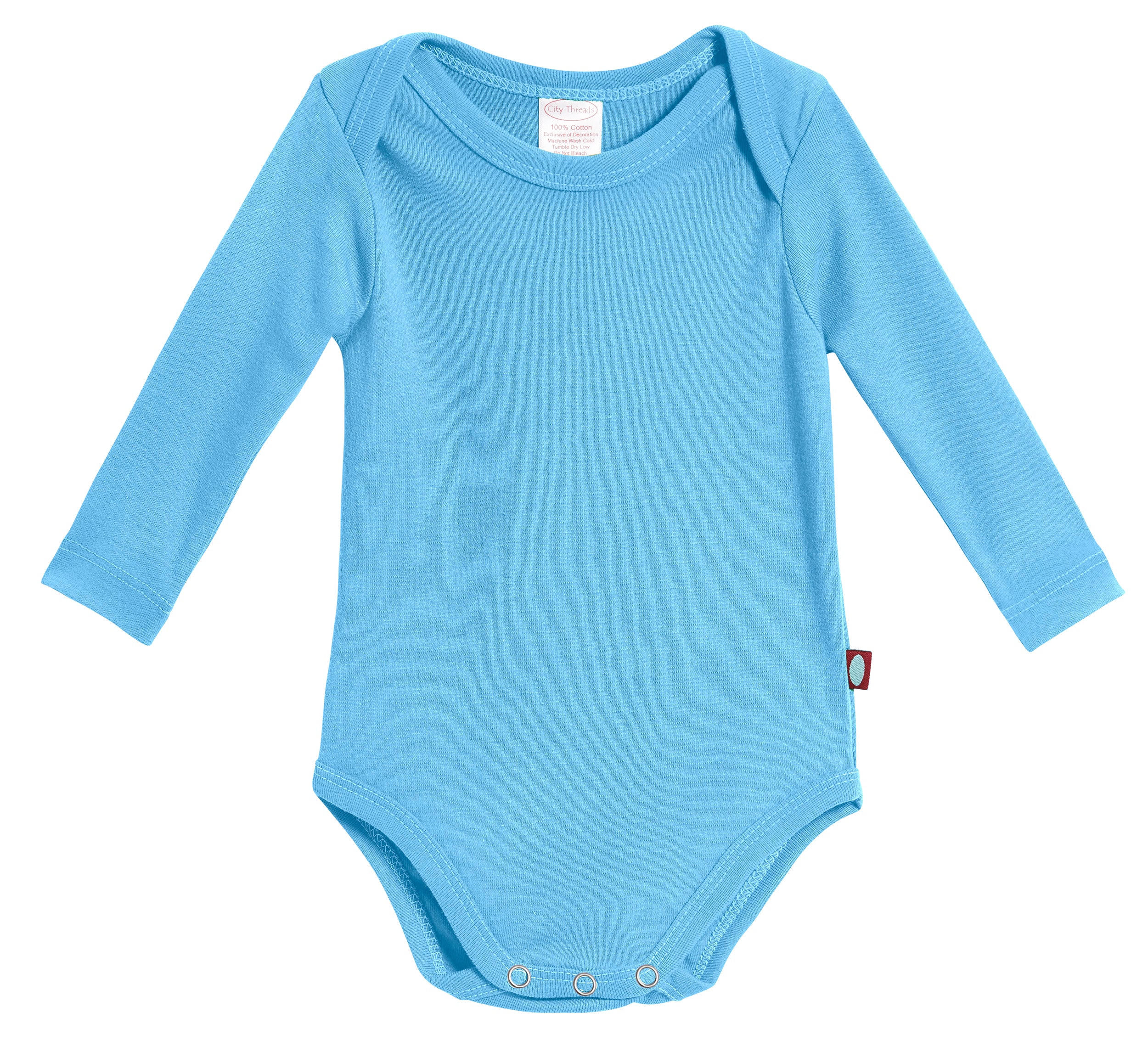 Super-Soft Organic Cotton Baby Rib Long Sleeve Snap Onesie| Bright Light Blue - Remutear
