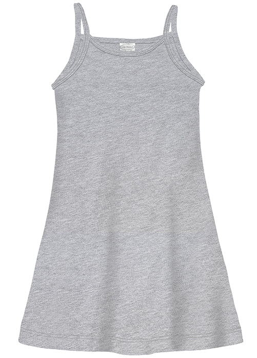 Girls Soft Cotton Camisole Dress  | Heather Gray - Remutear