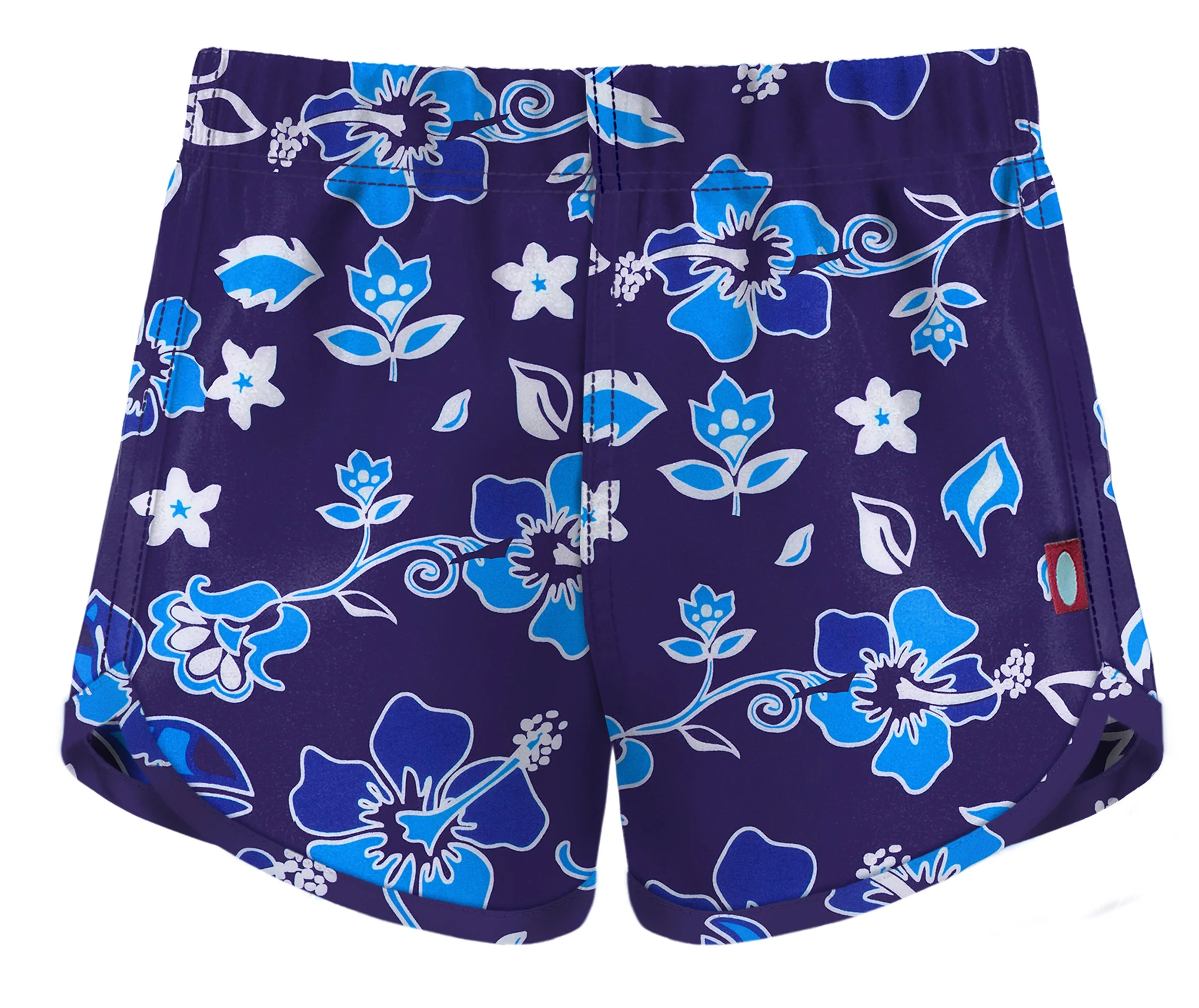 Girls UPF 50+ Recycled Poly Printed Swim Trunks | Blue Hawaii - Remutear