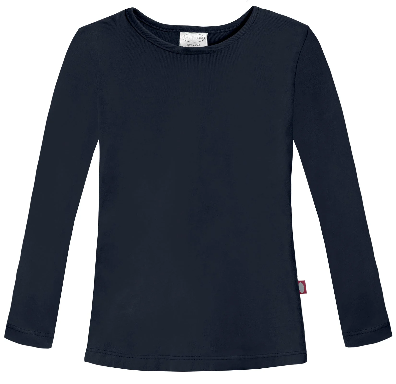 Girls Soft Cotton Jersey Long Sleeve Tee | Navy - Remutear