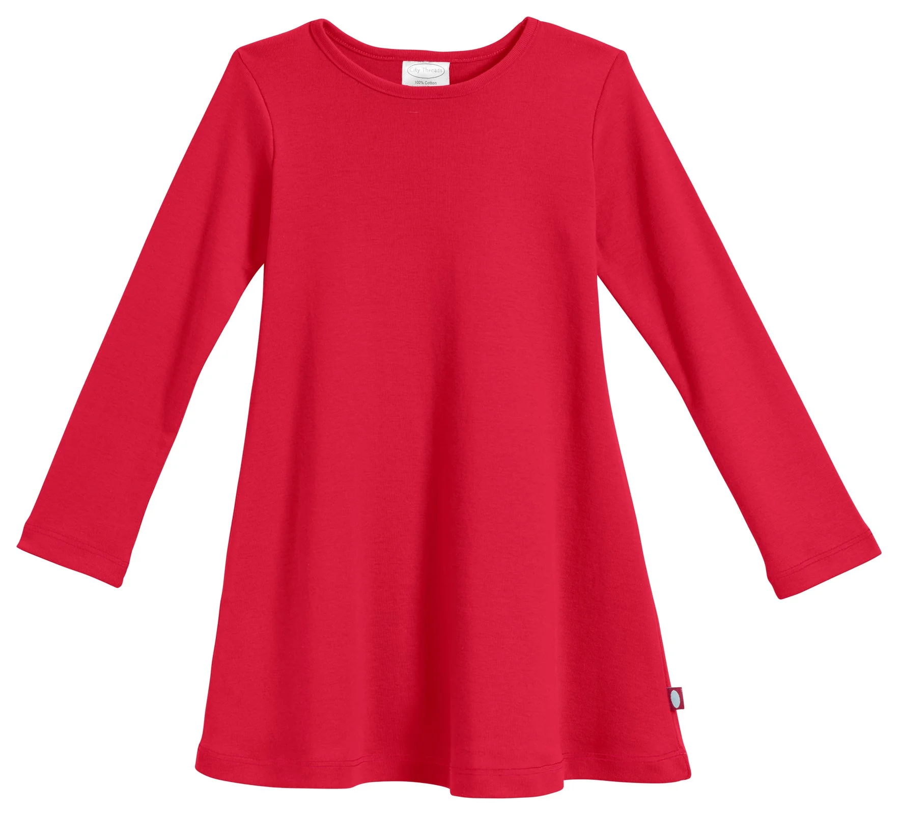 Girls Soft Cotton Long Sleeve Baby Rib Dress | Candy Apple - Remutear