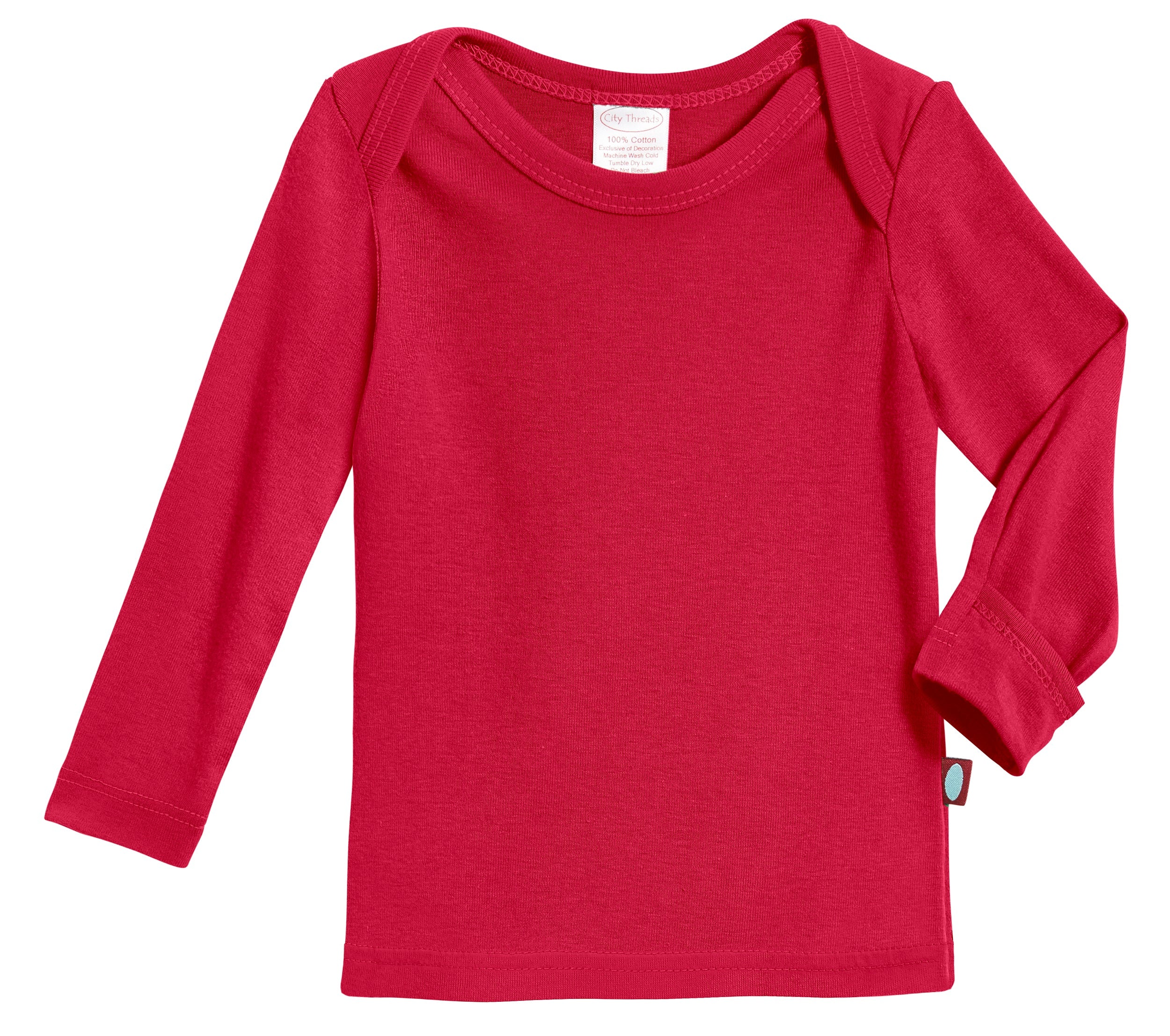 Super-Soft Organic Cotton Baby Rib Long Sleeve Lap Tee| Candy Apple - Remutear