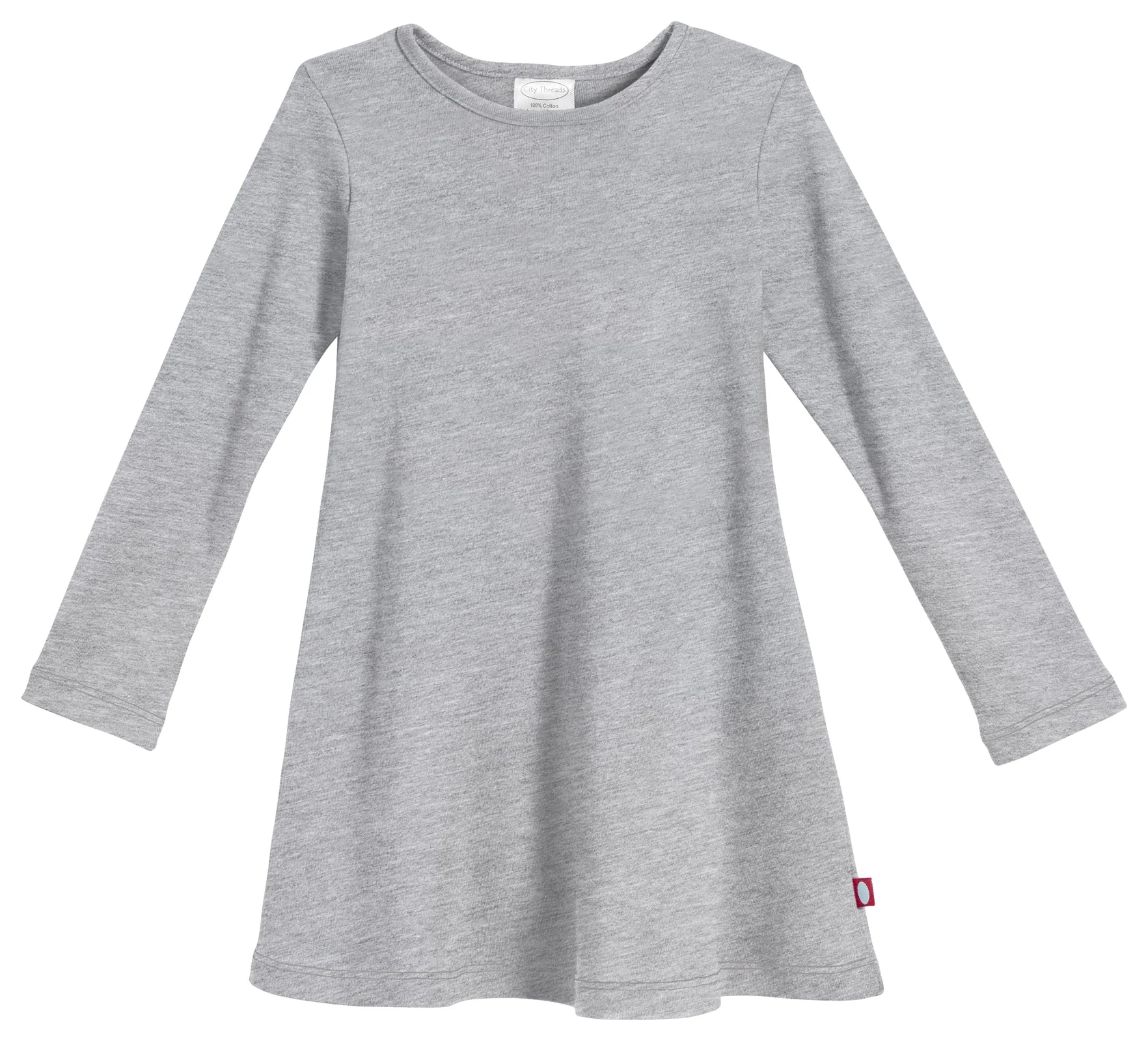 Girls Soft Cotton Long Sleeve Baby Rib Dress | Heather Gray - Remutear