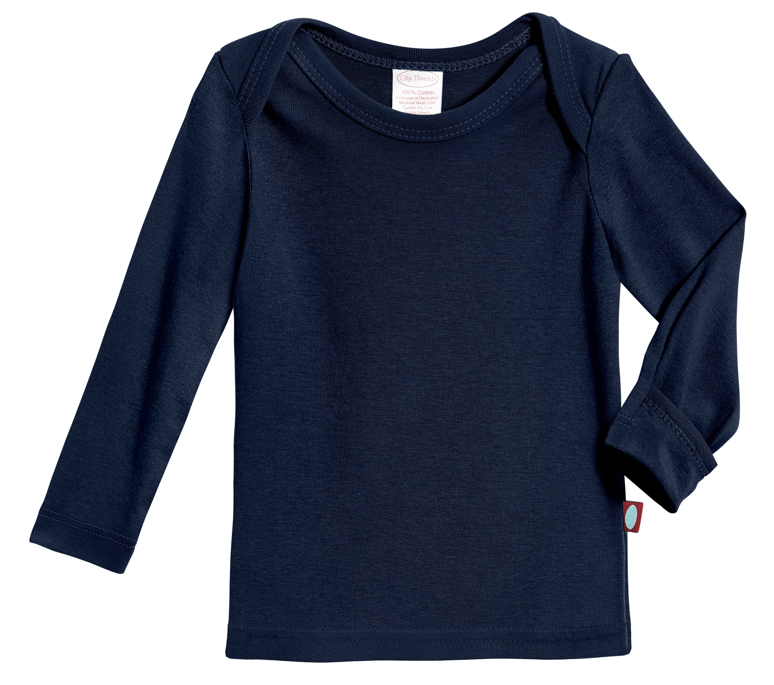 Super-Soft Organic Cotton Baby Rib Long Sleeve Lap Tee| Navy - Remutear