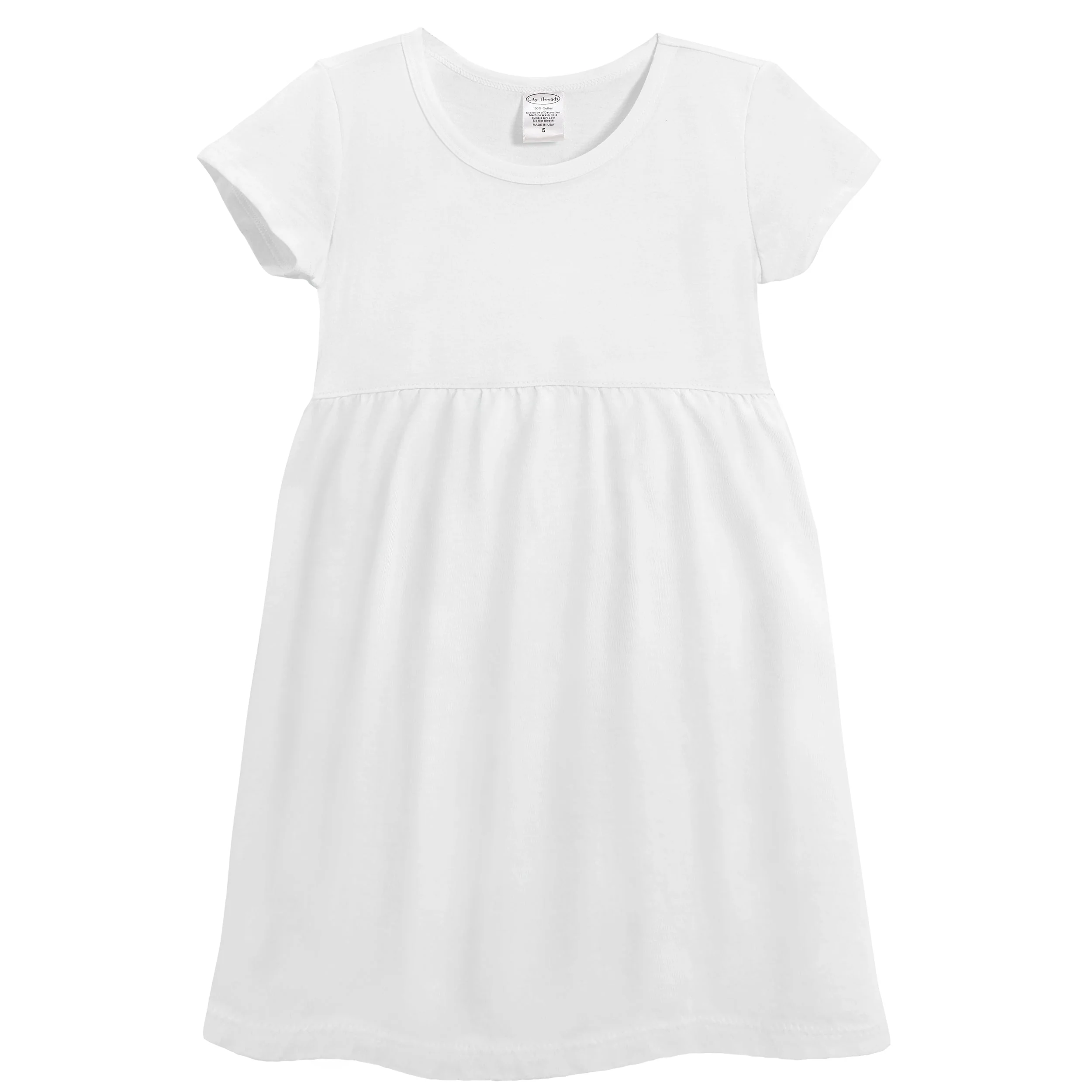 Soft Organic Cotton Empire Short Sleeve Sundress | White - Remutear