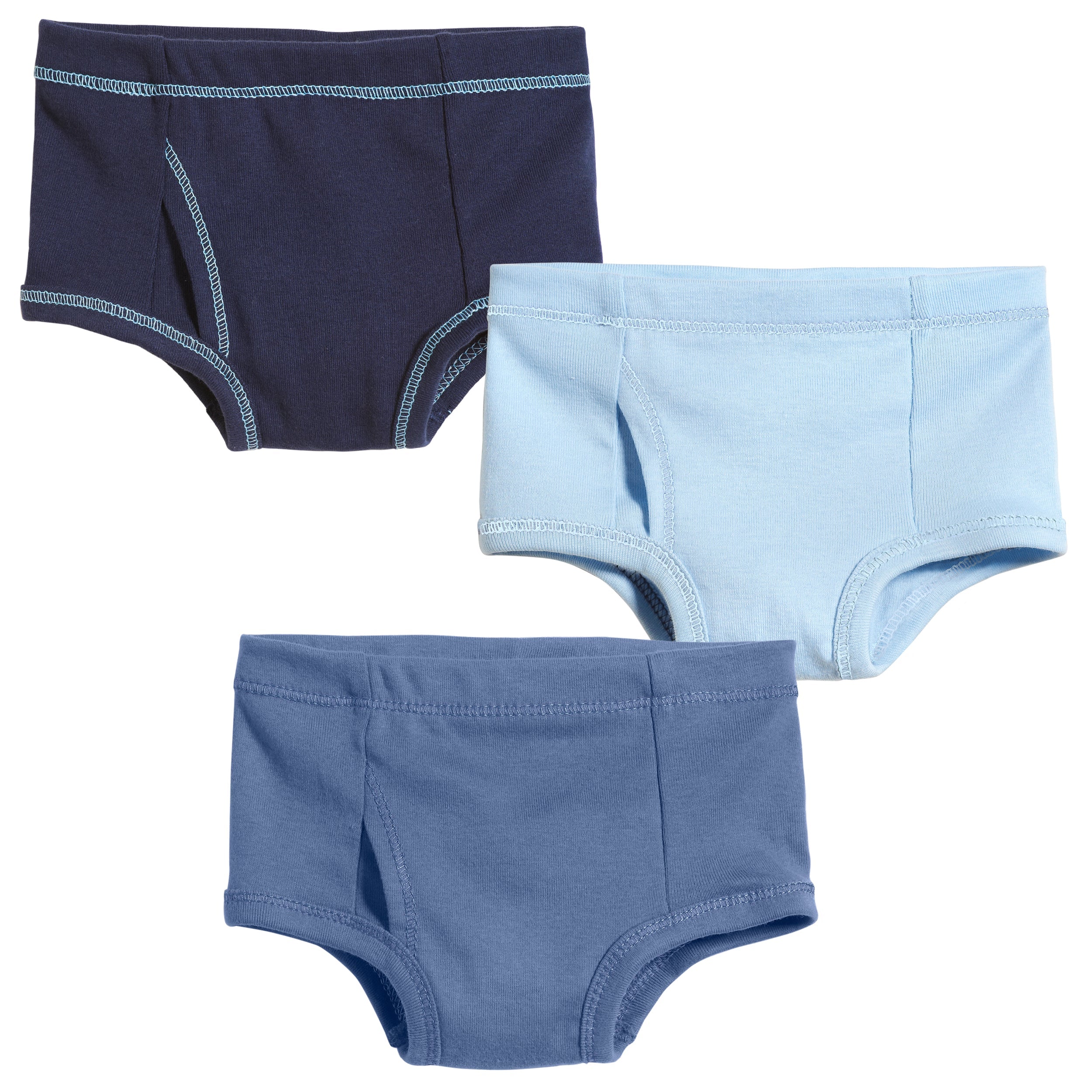 Boys Soft Cotton Brief 3-Pack | Sea Of Blue - Brt. Lt. Blue/Denim Blue/Navy - Remutear