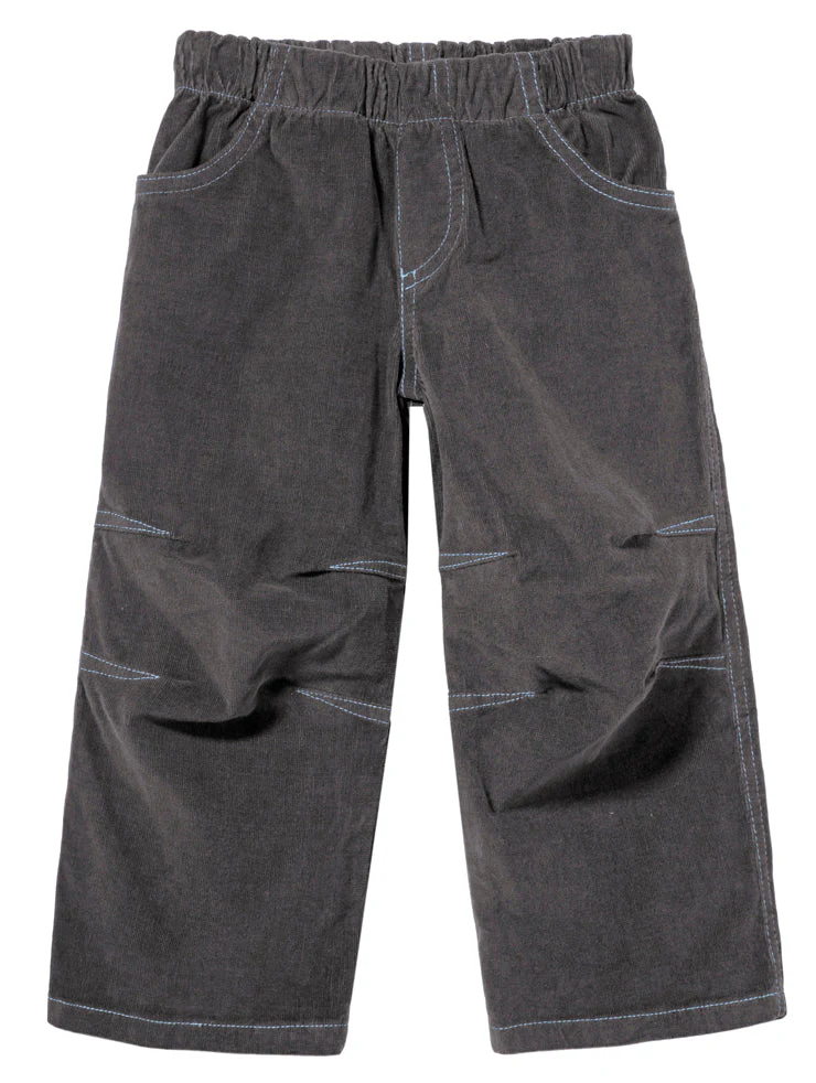 Soft Stretch Cord Pants With Knee Articulation - Contrast Stitch | Charcoal - Remutear