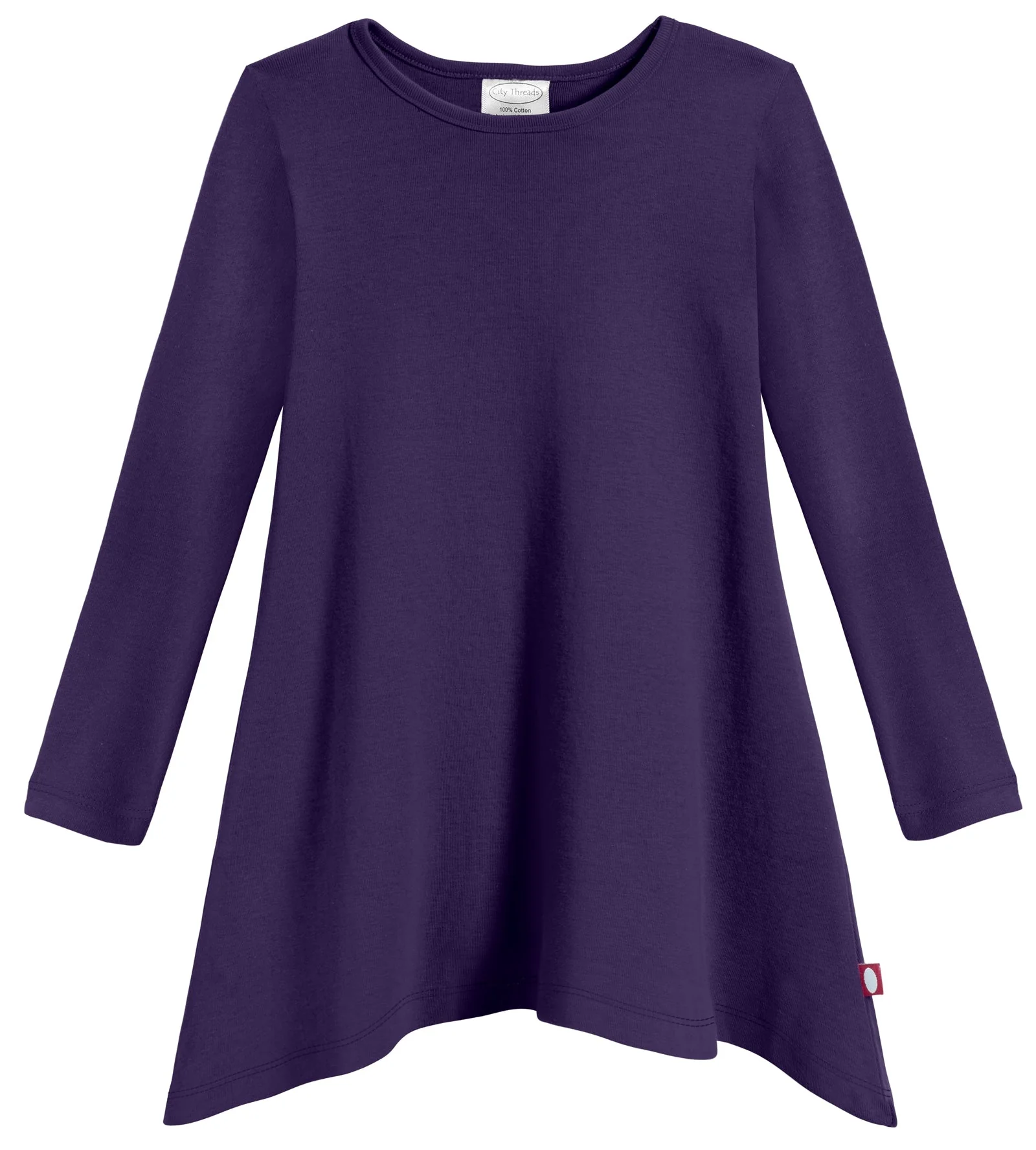 Girls Soft Cotton Jersey Long Sleeve Shark Bite Tunic | Purple - Remutear