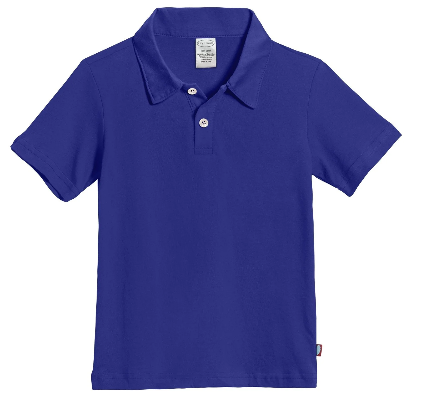 Boys Soft Cotton Jersey 2-Button Short Sleeve Polo Shirt | Uniform Royal - Remutear