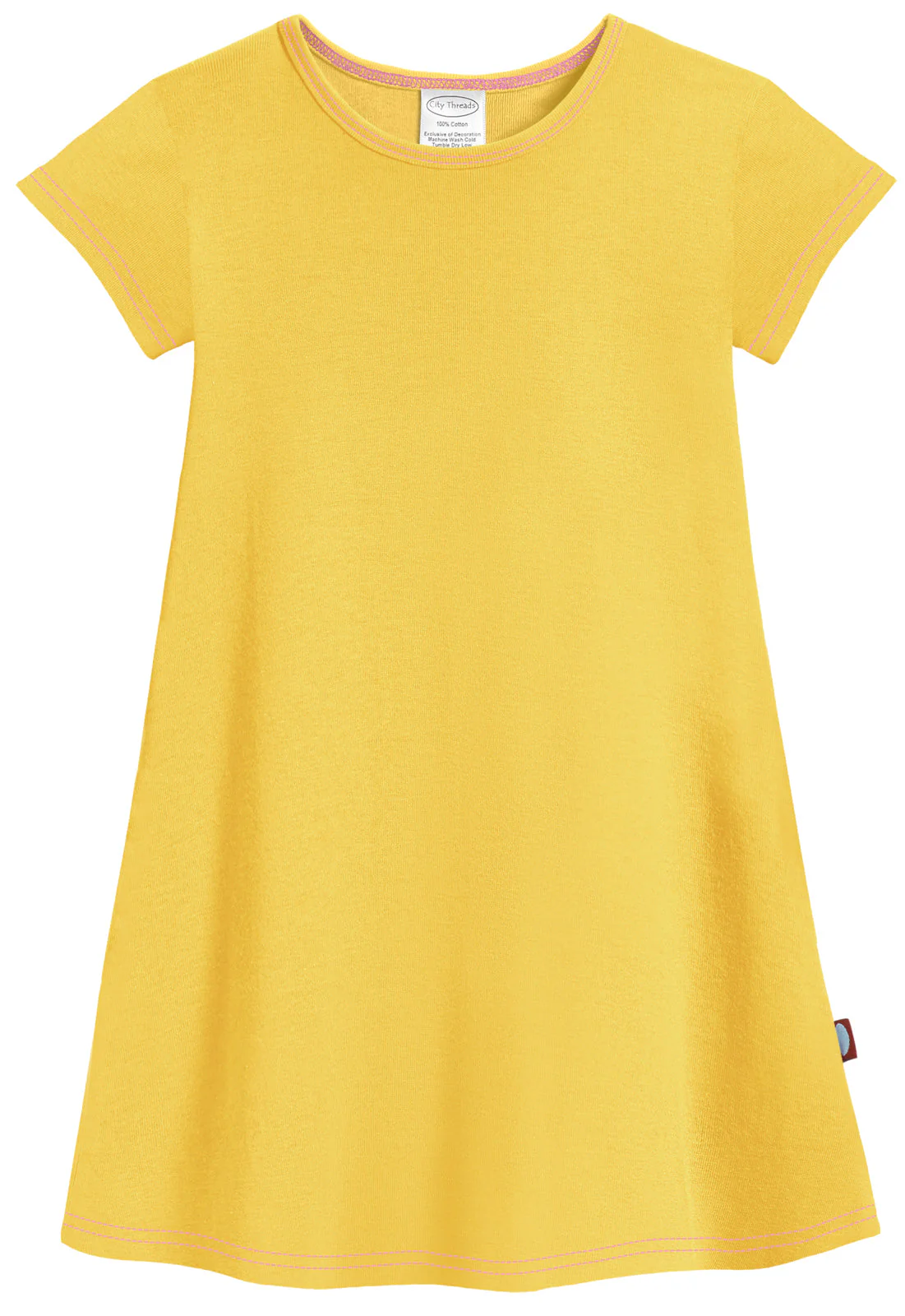 Girls Soft Cotton Jersey Cap Sleeve Dress | Yellow - Remutear