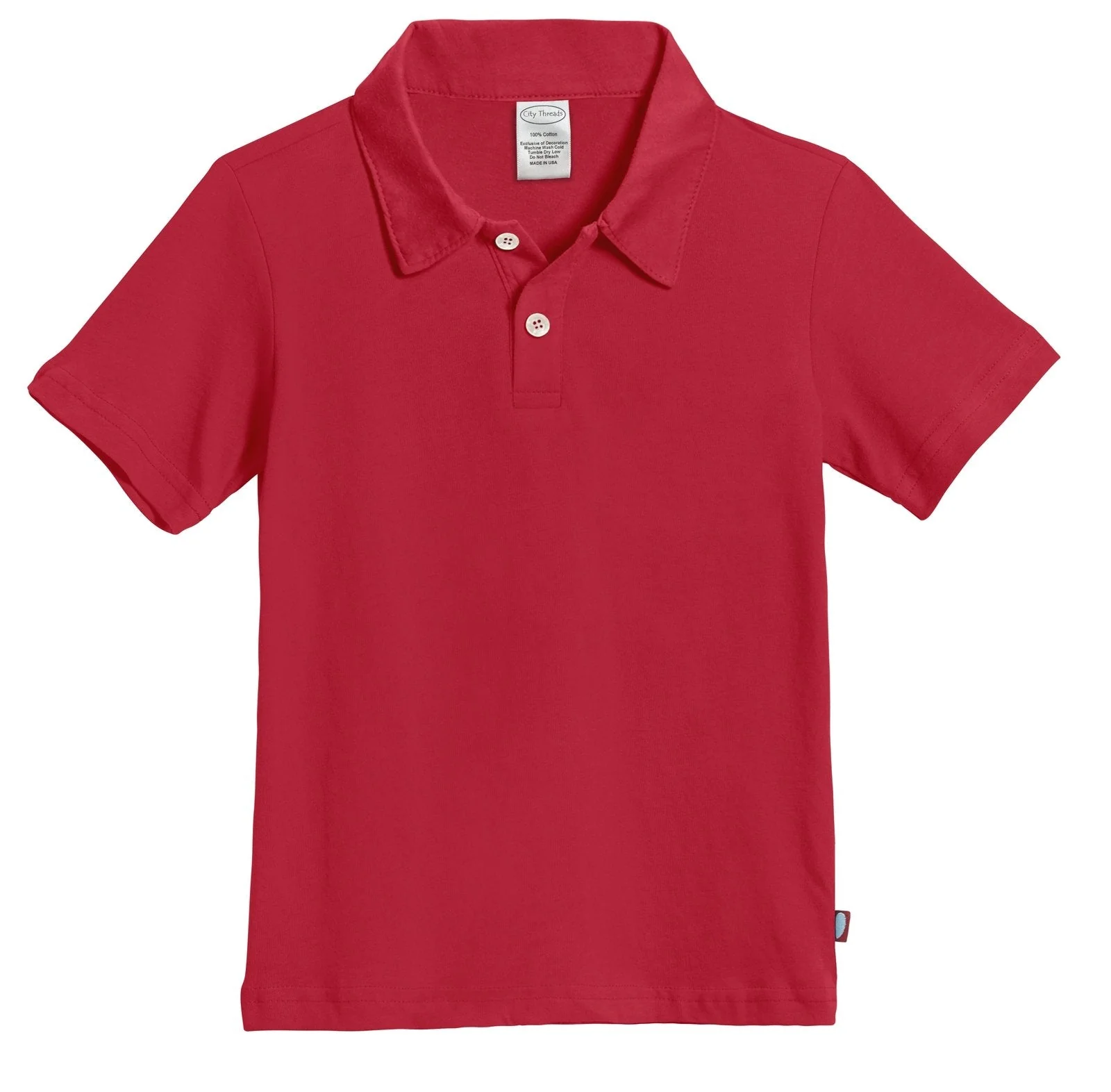 Boys Soft Cotton Jersey 2-Button Short Sleeve Polo Shirt | Uniform Red - Remutear