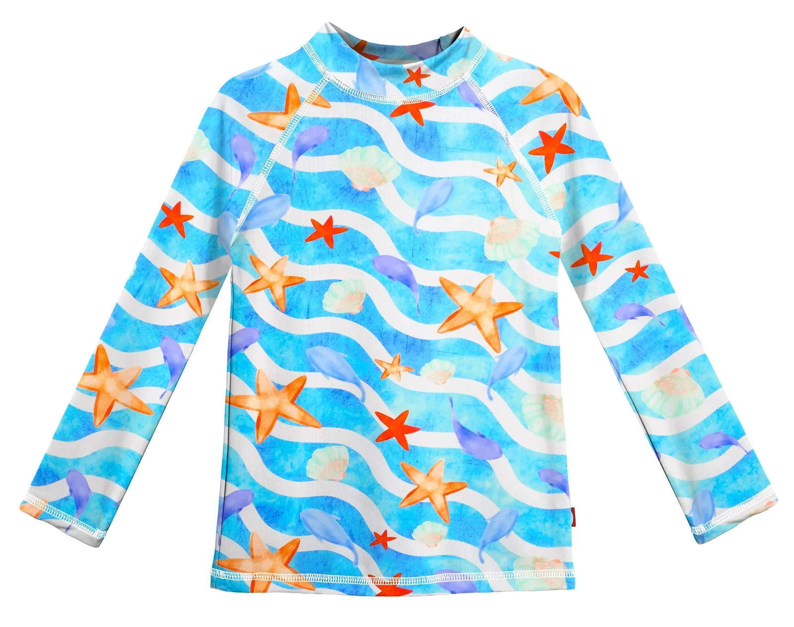 Girls UPF 50+ Printed Long Sleeve Rashguard | Marine Life - Remutear
