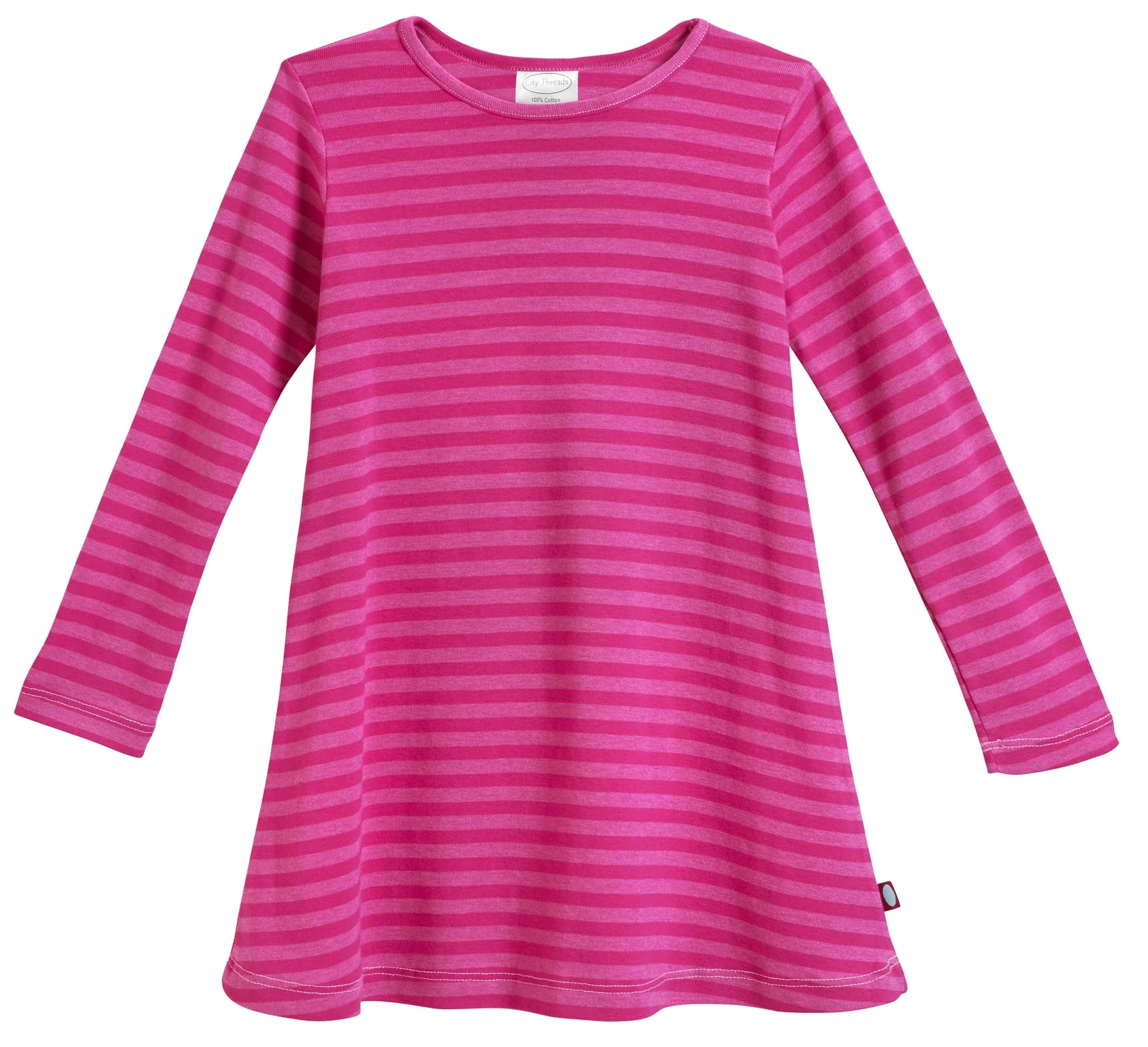 Girls Soft Stripe Long Sleeve Dress | Hot Pink - Remutear