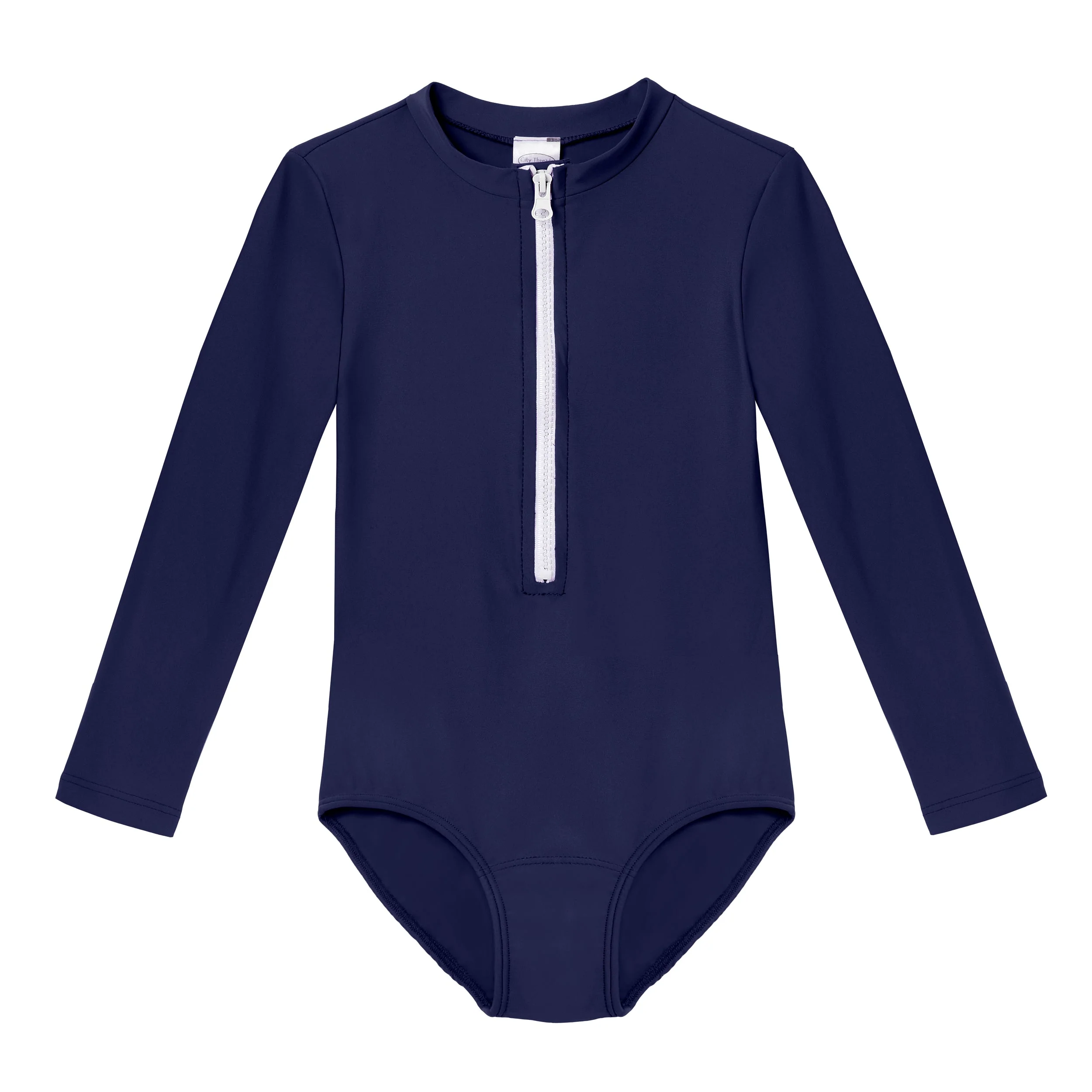 Girls UPF 50+ One-Piece Long Sleeve Swimsuit | Navy - Remutear