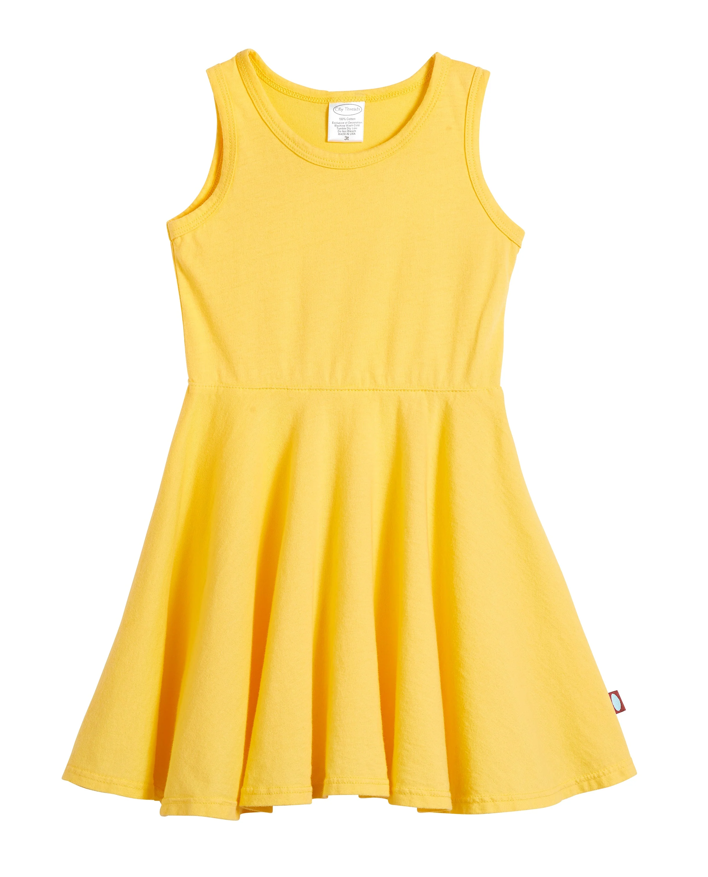 Girls Soft Cotton Jersey Twirly Tank Dress  | Yellow - Remutear