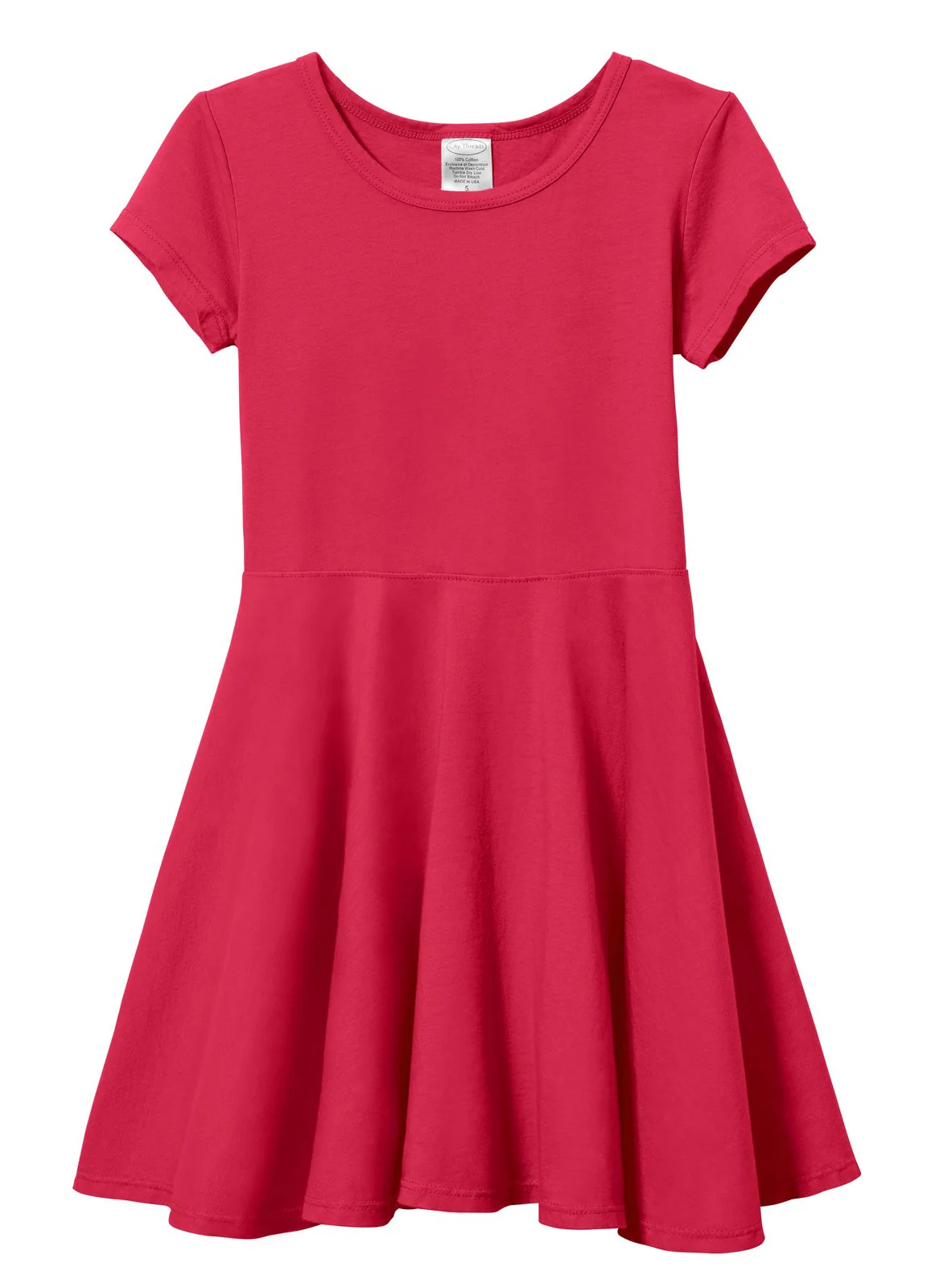 Girls Soft Cotton Jersey Short Sleeve Twirly Dress | Candy Apple - Remutear