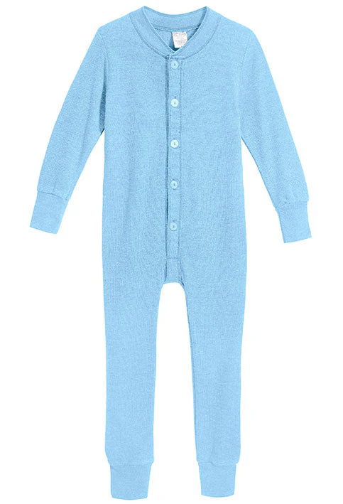 Boys and Girls Soft & Cozy Thermal One- Piece Union Suit  | Bright Light Blue - Remutear