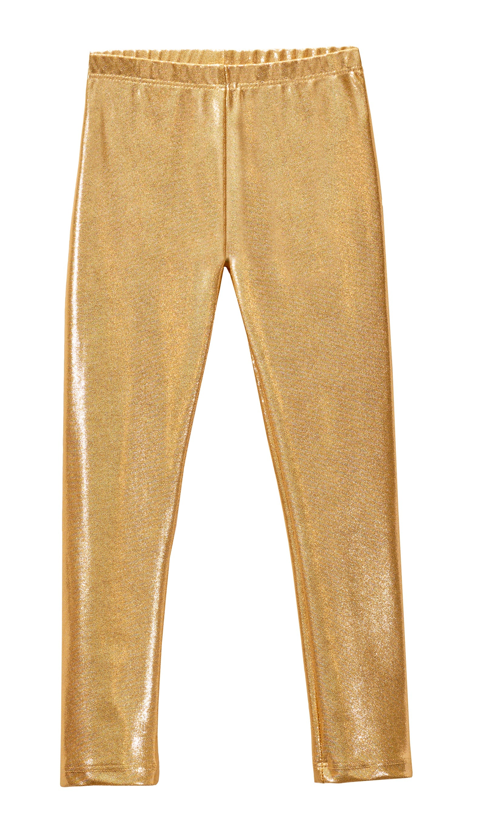 Girls Novelty Stretch Leggings  | Gold Sparkly Shimmer - Remutear