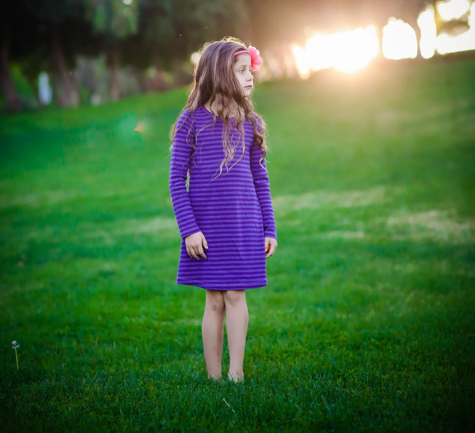 Girls Soft Stripe Long Sleeve Dress | Wave - Remutear