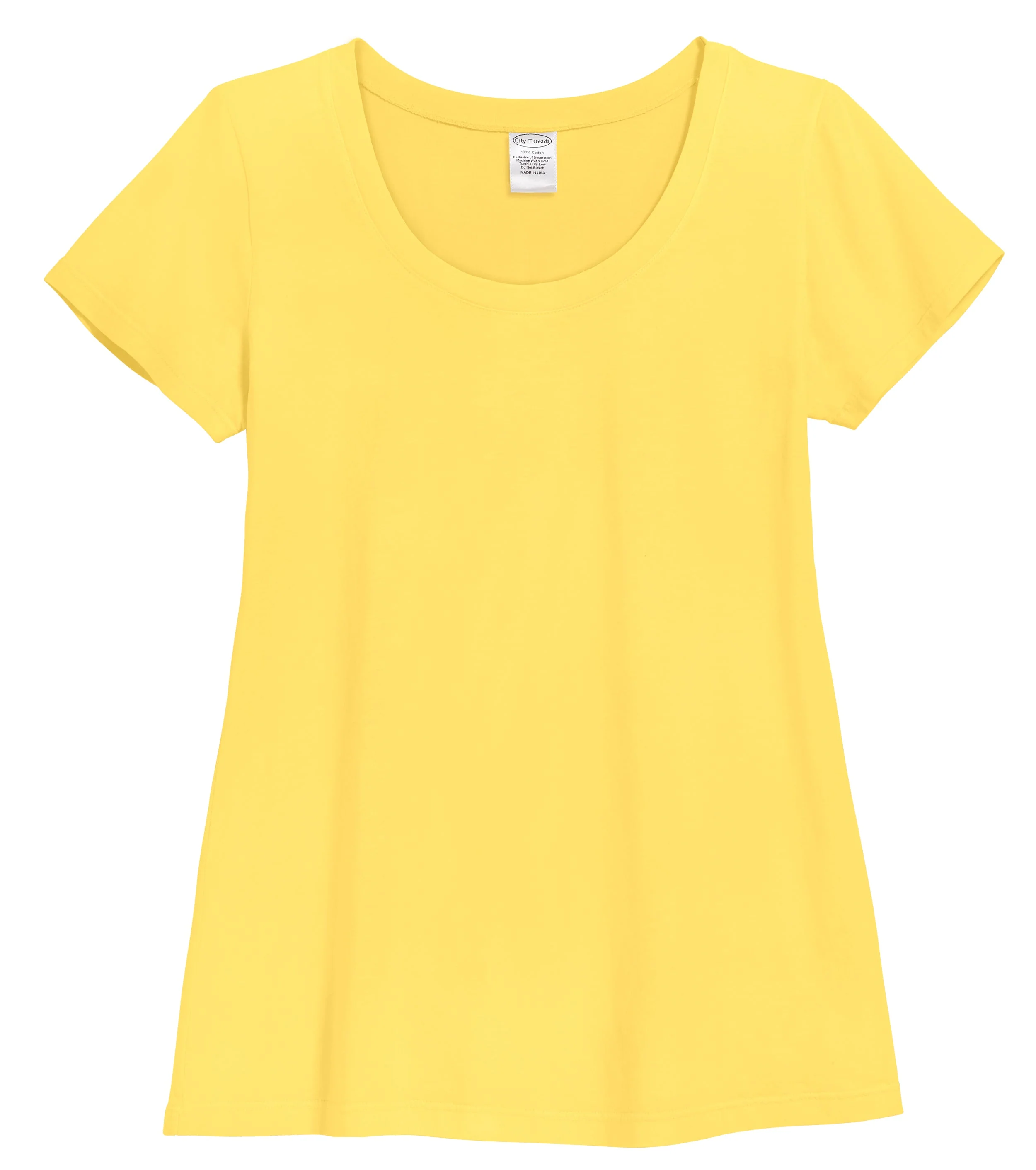 Women's Soft Supima Cotton Short Sleeve Everyday Comfy Crew Tee | Yellow - Remutear