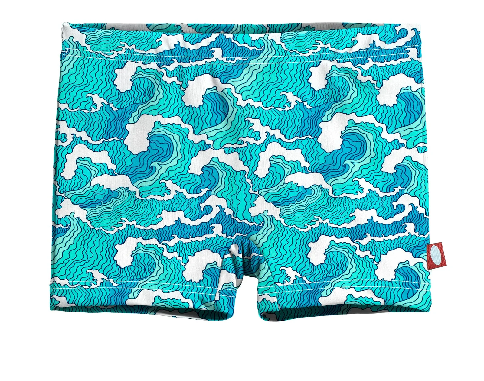 Girls UPF 50+ Printed Swim Boy Shorts  | Turq Waves - Remutear
