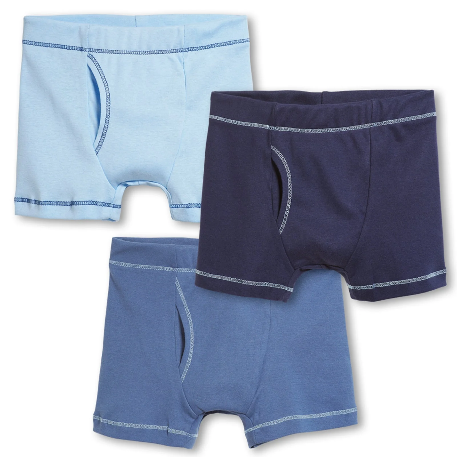 Boys Soft Cotton Boxer Brief 3-Pack | Bright Light Blue/Denim Blue/Navy - Remutear