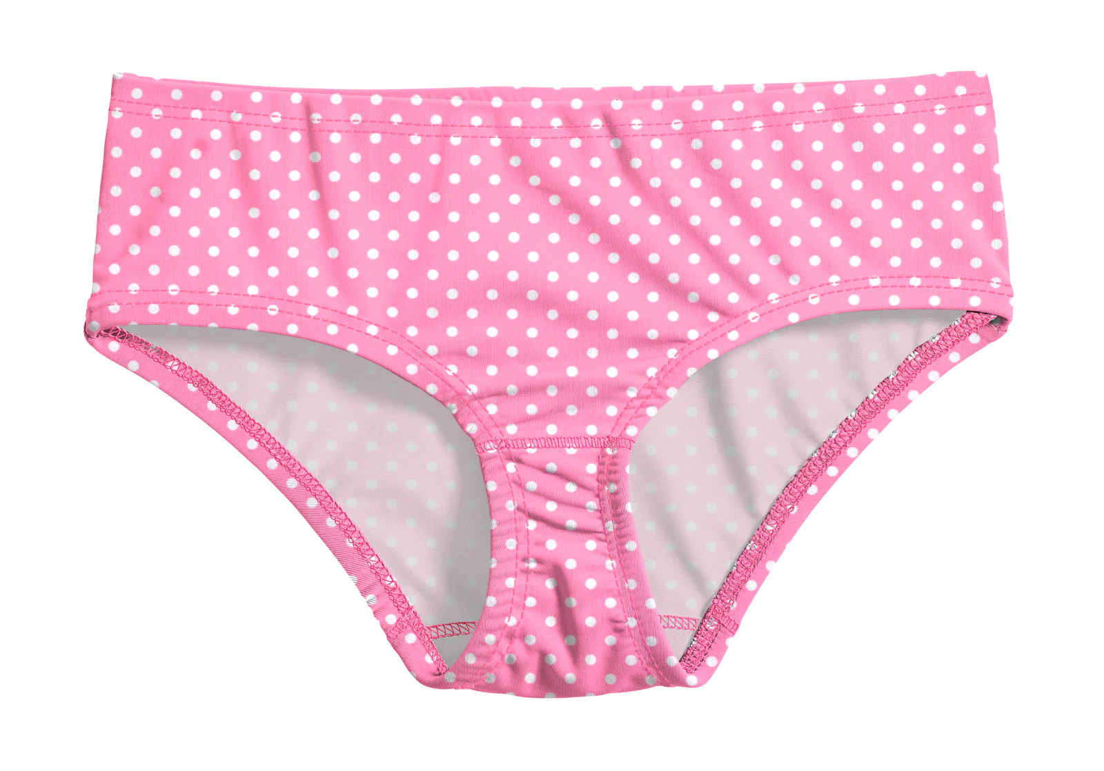 Girls UPF 50+ Printed Swim Briefs  | Pink w- White Polka Dot - Remutear